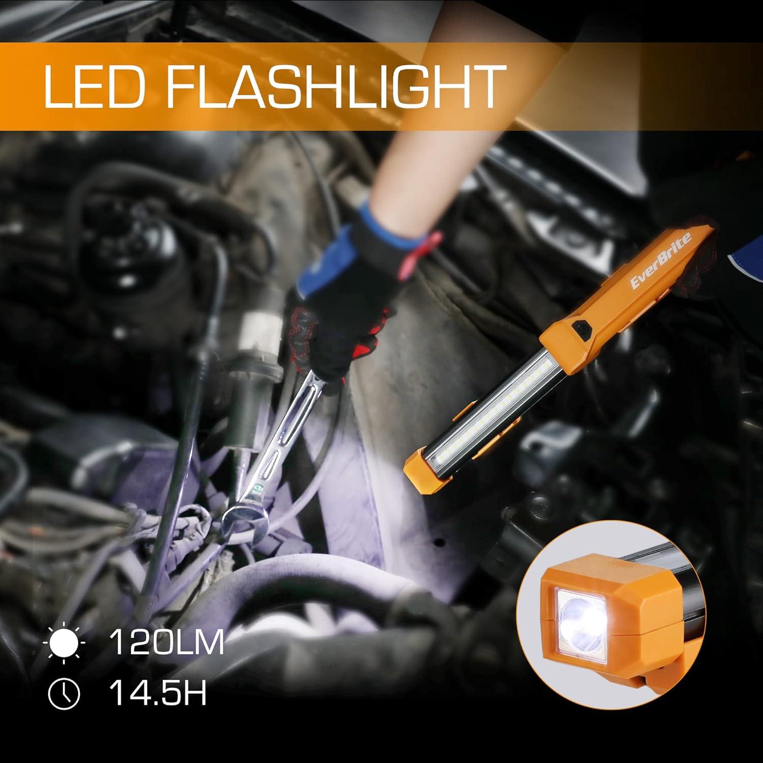 image:imageEverBrite 1000LM LED Work Light Rechargeable Work Light for Mechanics with Dual Magnetic BasesampHanging Hooks 4 Lighting Modes USB C Cable Ideal Christmas Gift for Car Repair Working Pack of 22