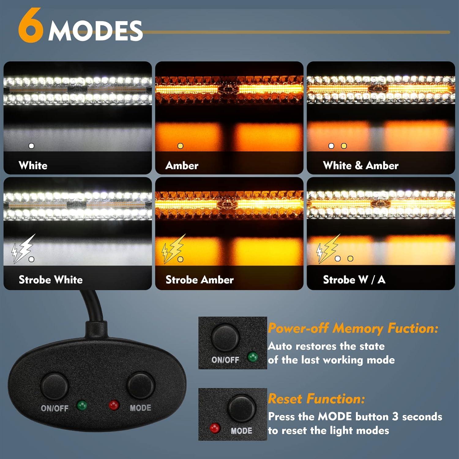 image:imageEverBrite 12 Inch 300W Light Bar Spot Flood WhiteAmberStrobe 6 Modes with Memory Function Off Road Fog Driving Work Light for Truck Car with 16AWG Wiring Harness Kit