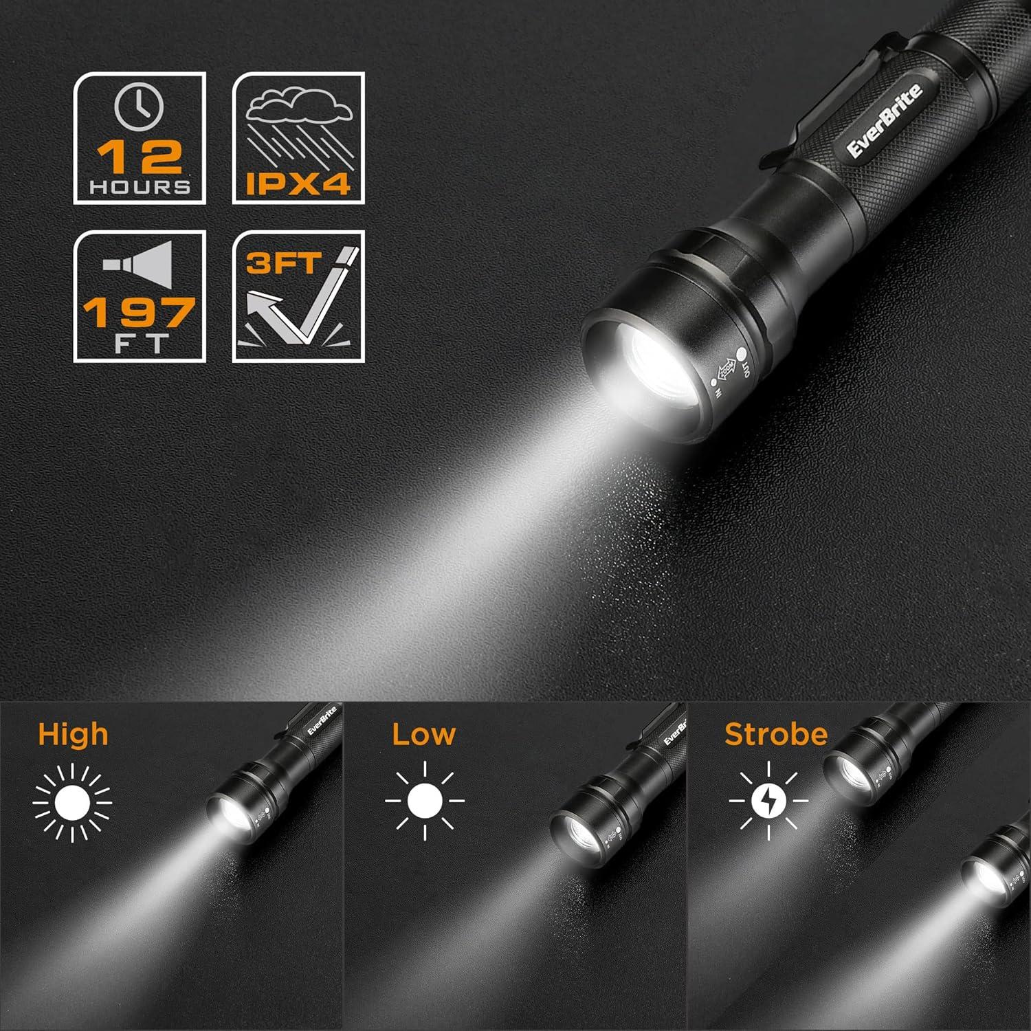 image:imageEverBrite 150 Lumen Super Small Mini LED Flashlight 3 Lighting Modes Zoomable Adjustable Focus for Camping Hiking Fishing Running Power Outages amp Emergencies 1 AA Battery Included