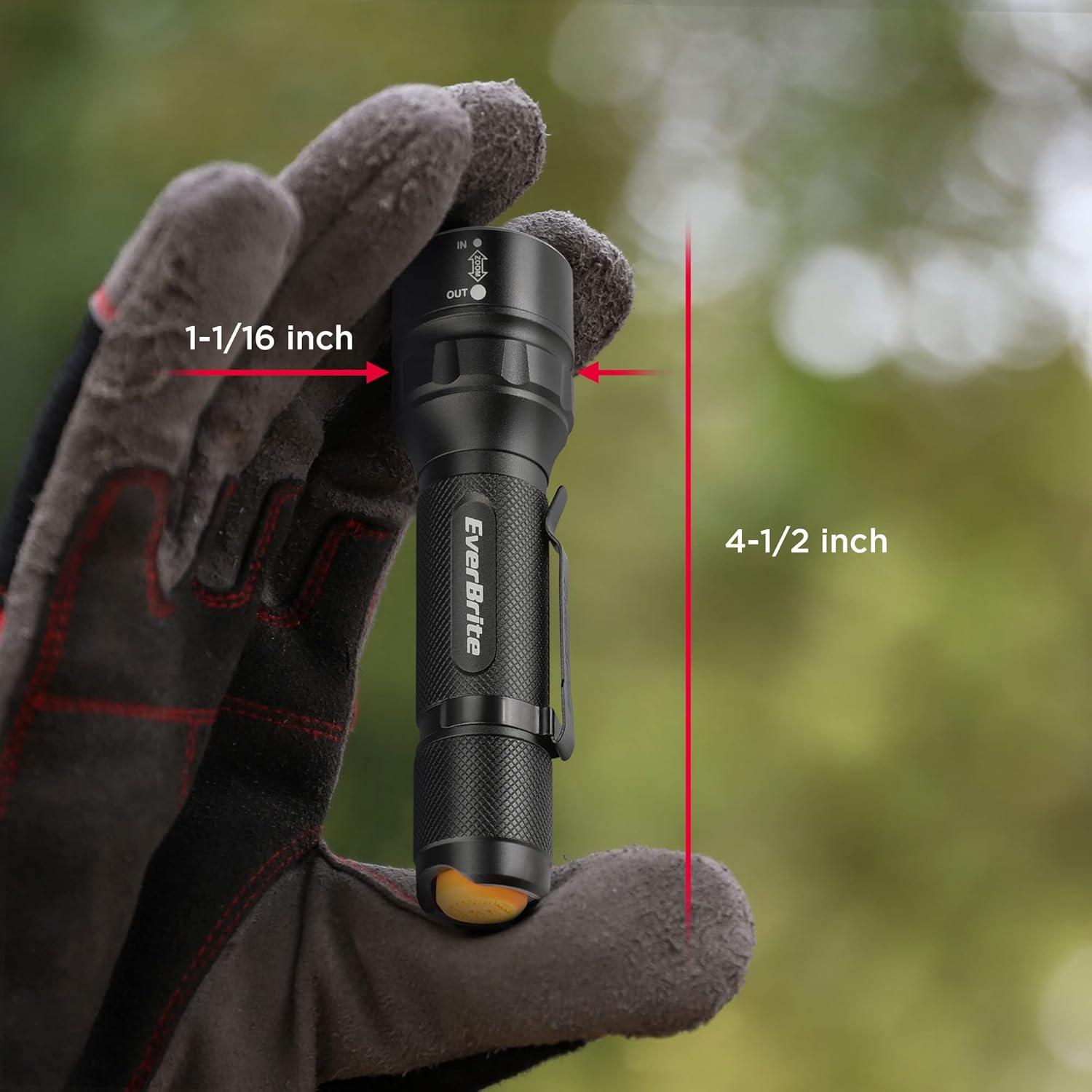 image:imageEverBrite 150 Lumen Super Small Mini LED Flashlight 3 Lighting Modes Zoomable Adjustable Focus for Camping Hiking Fishing Running Power Outages amp Emergencies 1 AA Battery Included