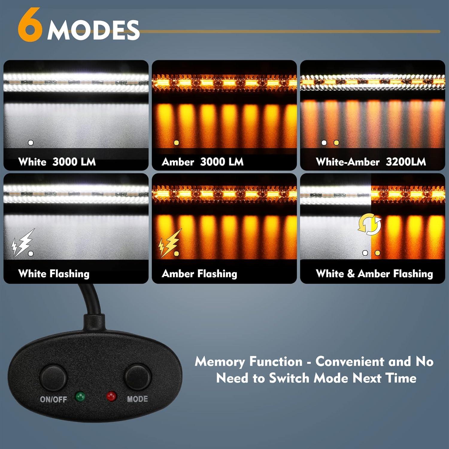 image:imageEverBrite 20Inch 420W Spot Flood ComboLight Bar Triple Row Car Led Lights OffRoad Wiring Harness and Remote IP67 Waterproof 6 Modes White amp Amber LED for Truck ATV UTV SUV