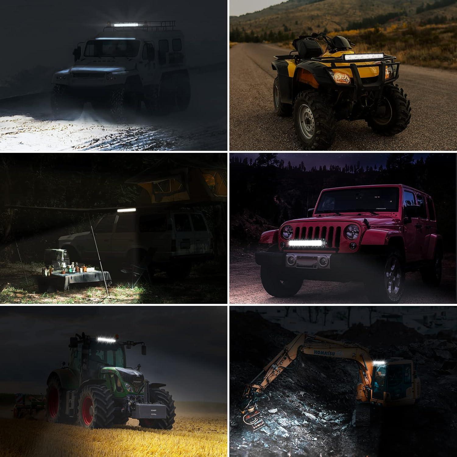 image:imageEverBrite 20Inch 420W Spot Flood ComboLight Bar Triple Row Car Led Lights OffRoad Wiring Harness and Remote IP67 Waterproof 6 Modes White amp Amber LED for Truck ATV UTV SUV