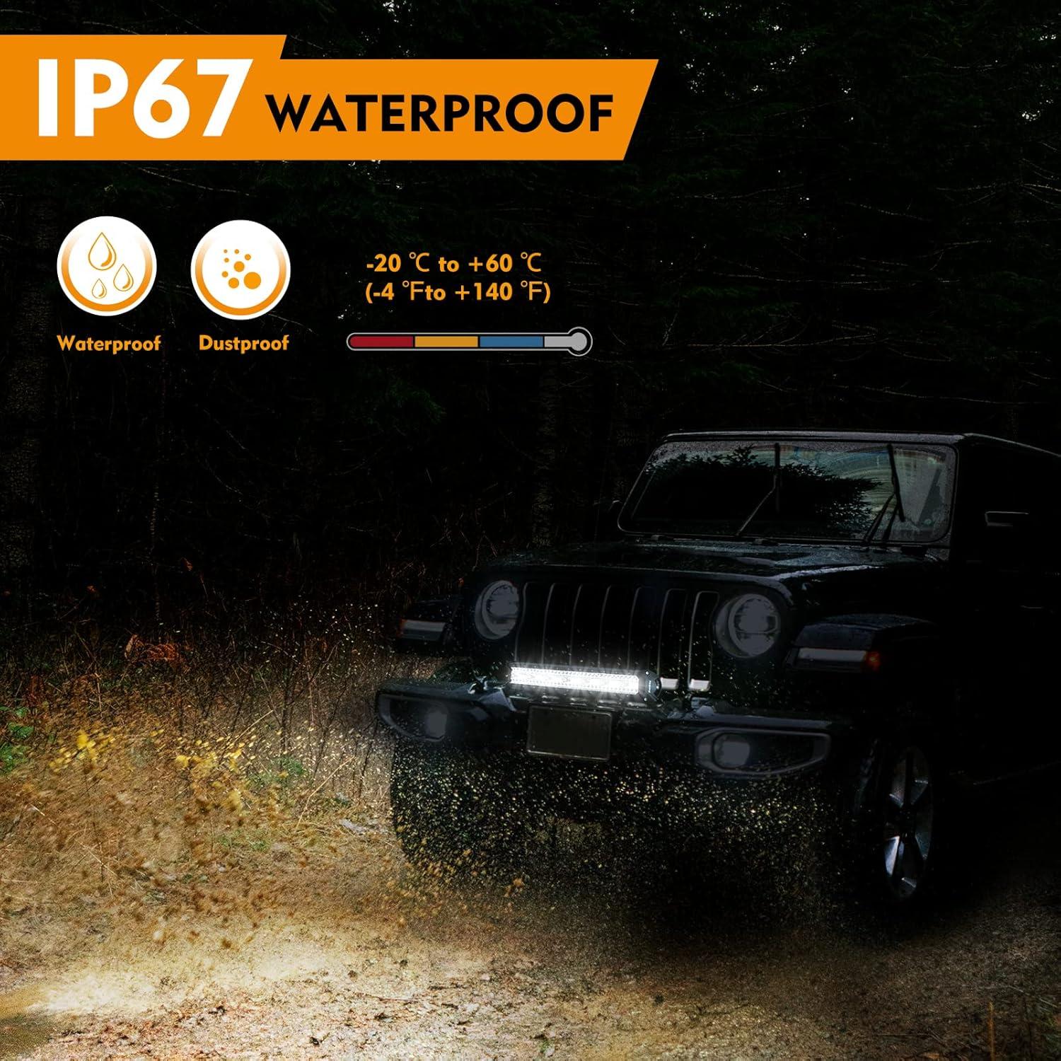 image:imageEverBrite 20Inch 420W Spot Flood ComboLight Bar Triple Row Car Led Lights OffRoad Wiring Harness and Remote IP67 Waterproof 6 Modes White amp Amber LED for Truck ATV UTV SUV