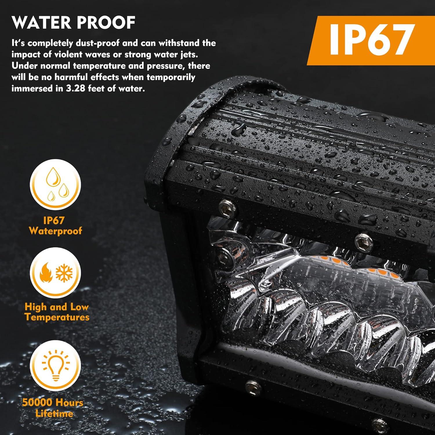 image:imageEverBrite 2PCS 4 Inch 60W Led Pods Off Road Light Pods White Amber Strobe 6 Modes with Memory Function 12V Led Lights for Trucks Car ATV SUV Cabin Boat 16AWG Wiring Harness Kit
