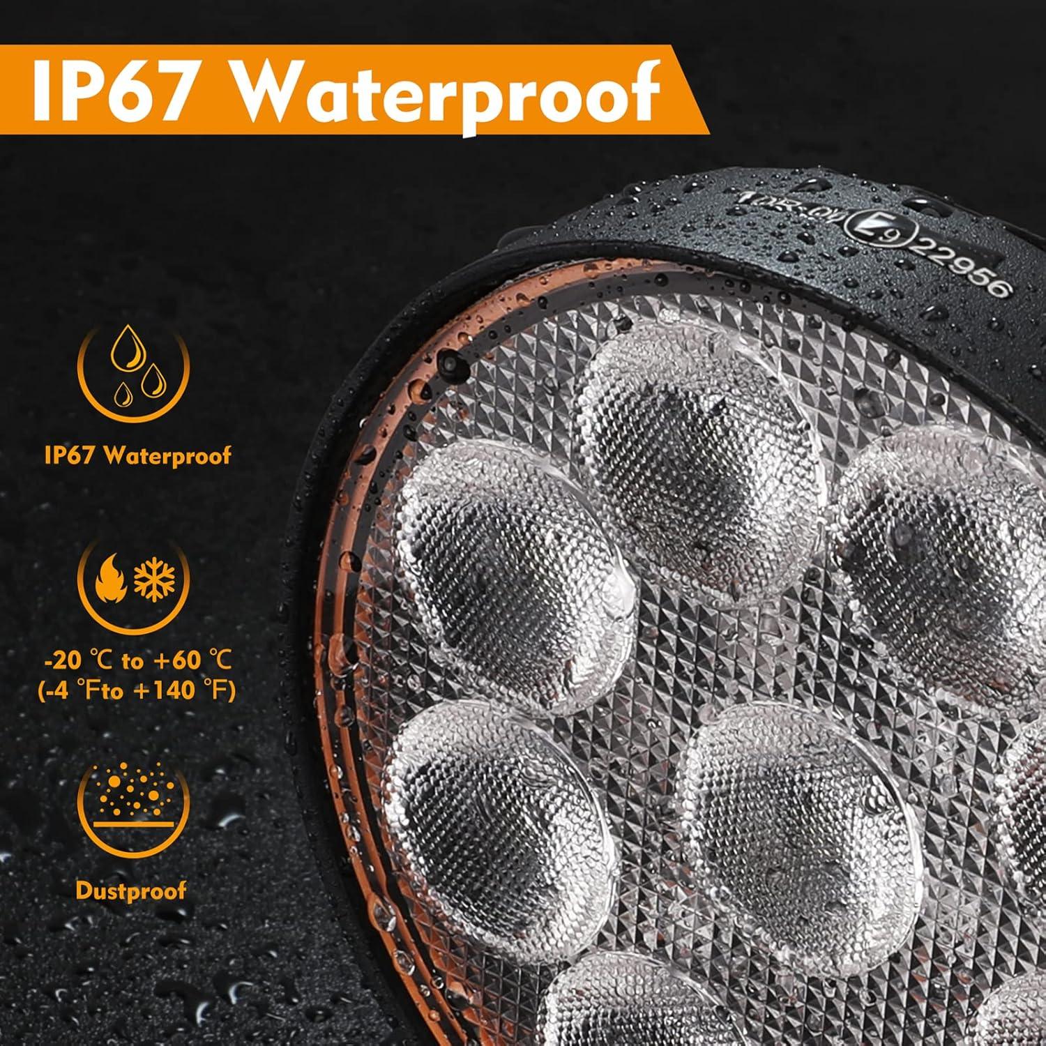 image:imageEverBrite 2Pack Led Pods 412Inch 30W Round Flood Lights OffRoad Led Fog Lights Work Lights IP67 Waterproof Car Light for ATV UTV SUV Truck Jeep