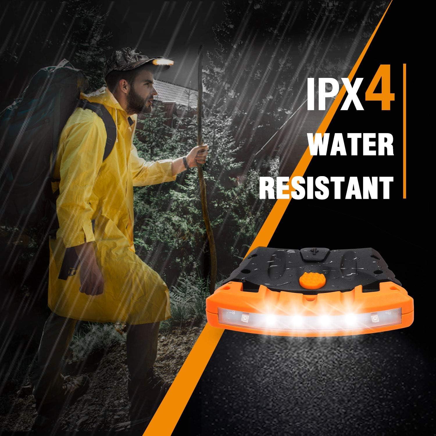 image:imageEverBrite 2Pack Rechargeable Hat Light Waterproof Clip on Cap Light with Memory Function Red Light Pivoting Head IPX4 Water Resistant