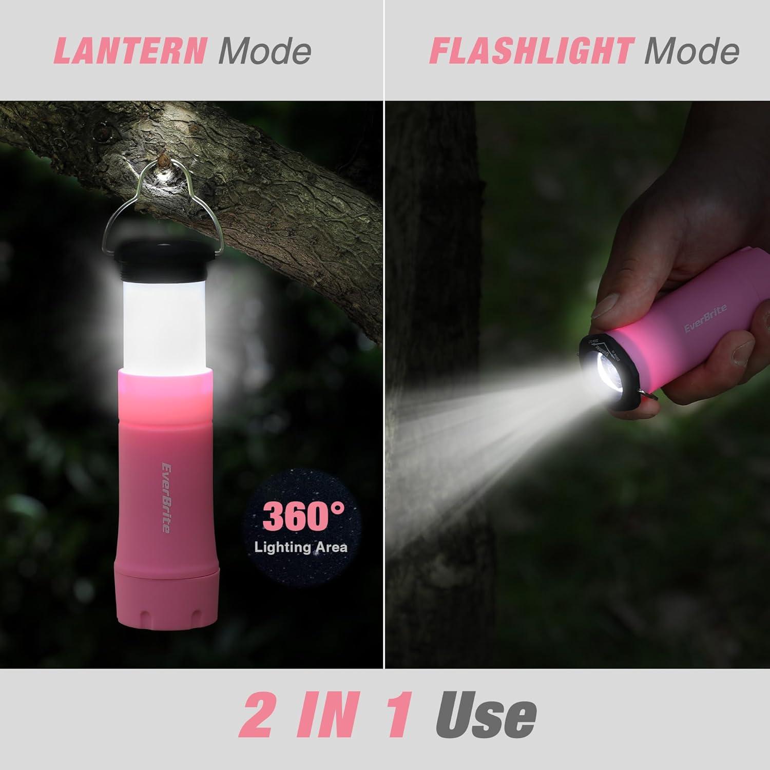 image:imageEverBrite 2in1 Mini Lanterns and Flashlights with 3 Modes 2 Pack Portable Outdoor LED Zoomable Torches Camping Essentials for Hurricane Hiking Night Walking Emergency Outdoor LightsPink