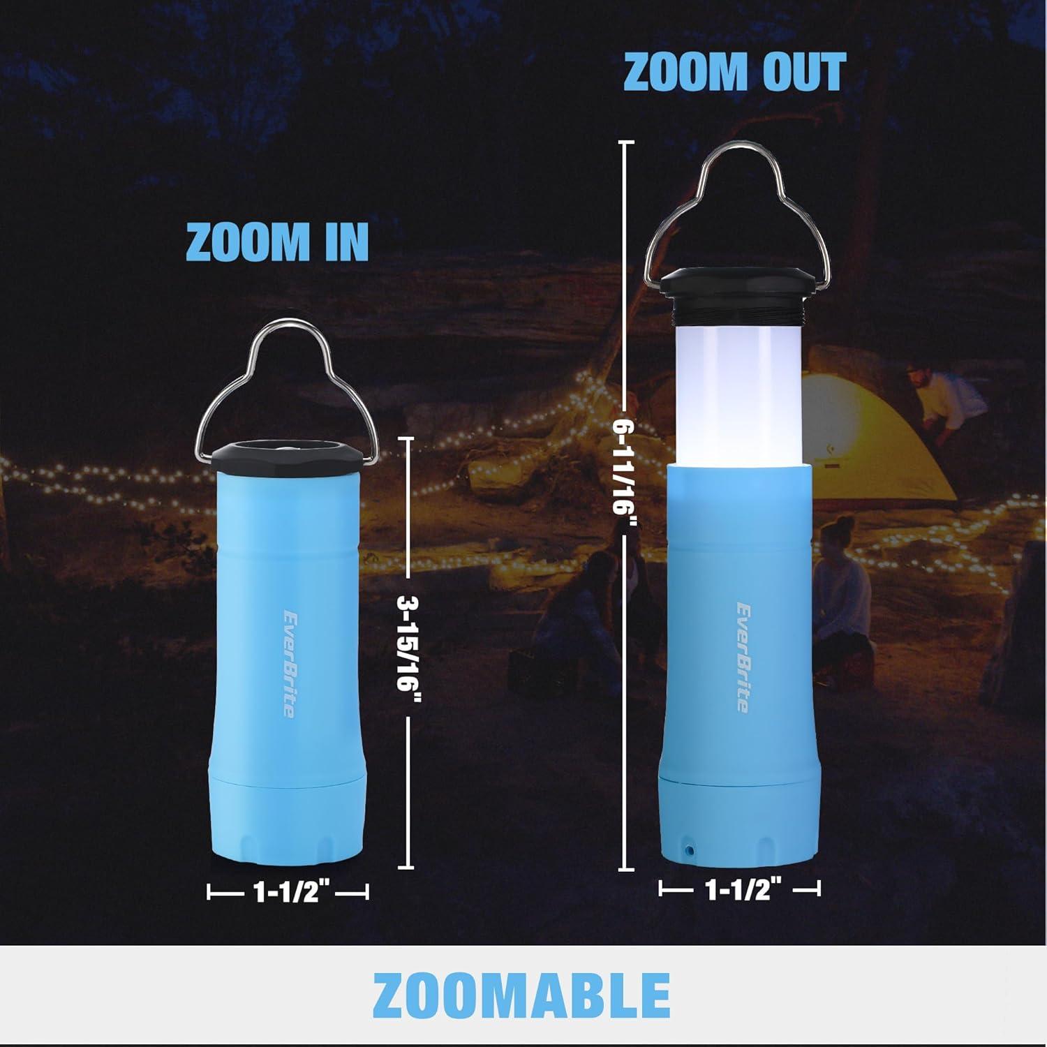 image:imageEverBrite 2in1 Mini Lanterns and Flashlights with 3 Modes 2 Pack Portable Outdoor LED Zoomable Torches Camping Essentials for Hurricane Hiking Night Walking Emergency Outdoor LightsBlue