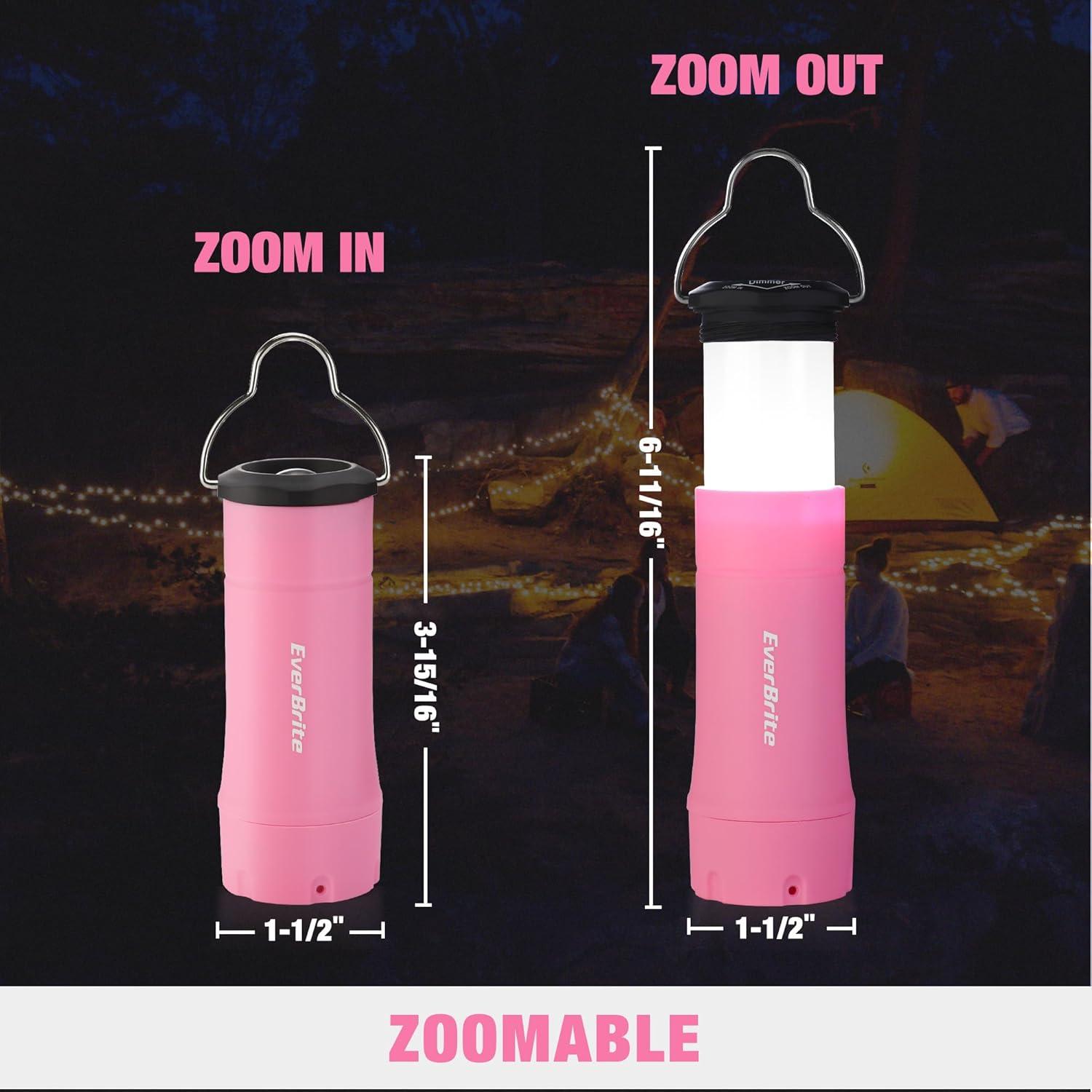 image:imageEverBrite 2in1 Mini Lanterns and Flashlights with 3 Modes 2 Pack Portable Outdoor LED Zoomable Torches Camping Essentials for Hurricane Hiking Night Walking Emergency Outdoor LightsPink