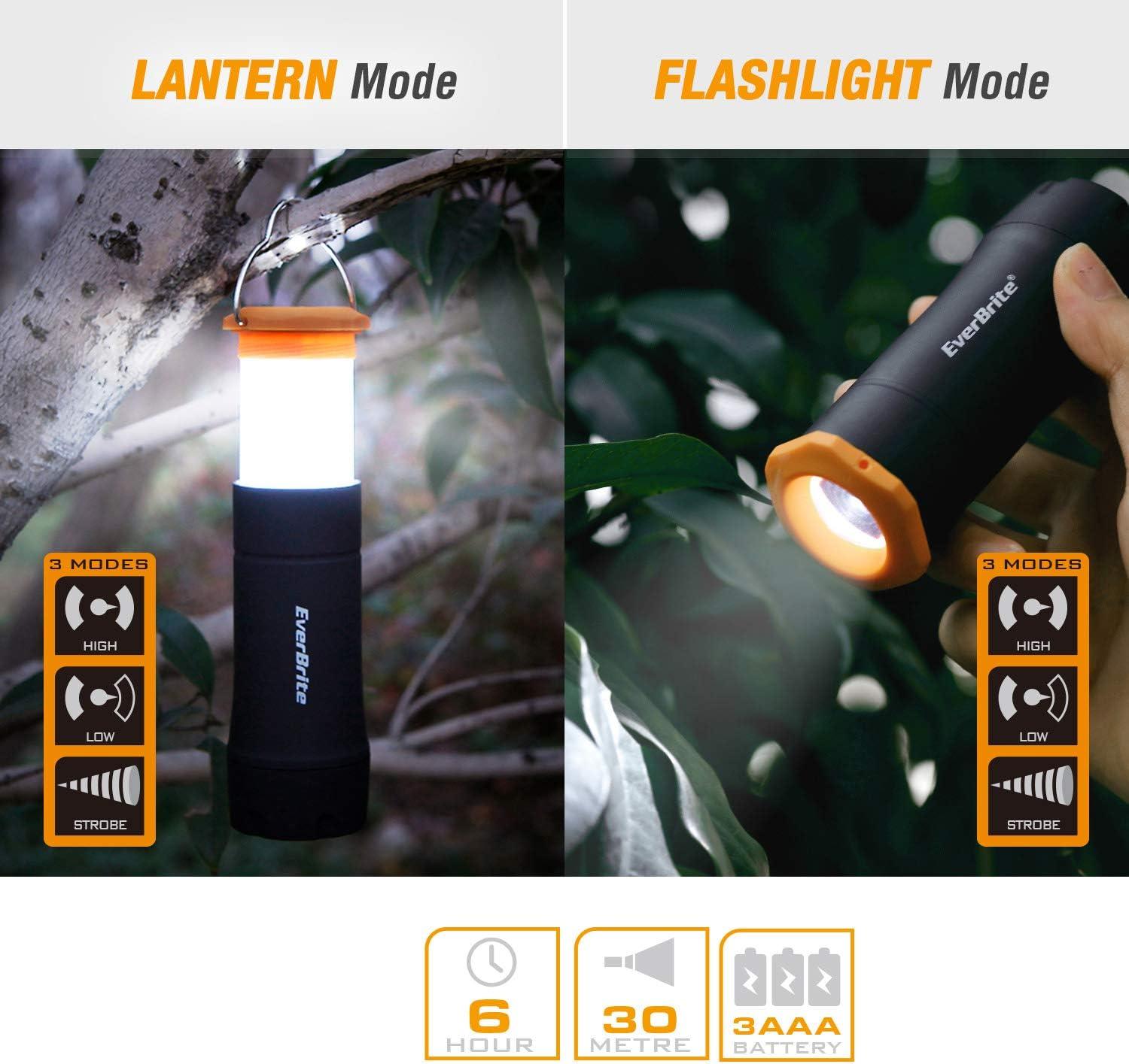 image:imageEverBrite 2in1 Mini Lanterns and Flashlights with 3 Modes 2 Pack Portable Outdoor LED Zoomable Torches Camping Essentials for Hurricane Hiking Night Walking Emergency Outdoor LightsBlack