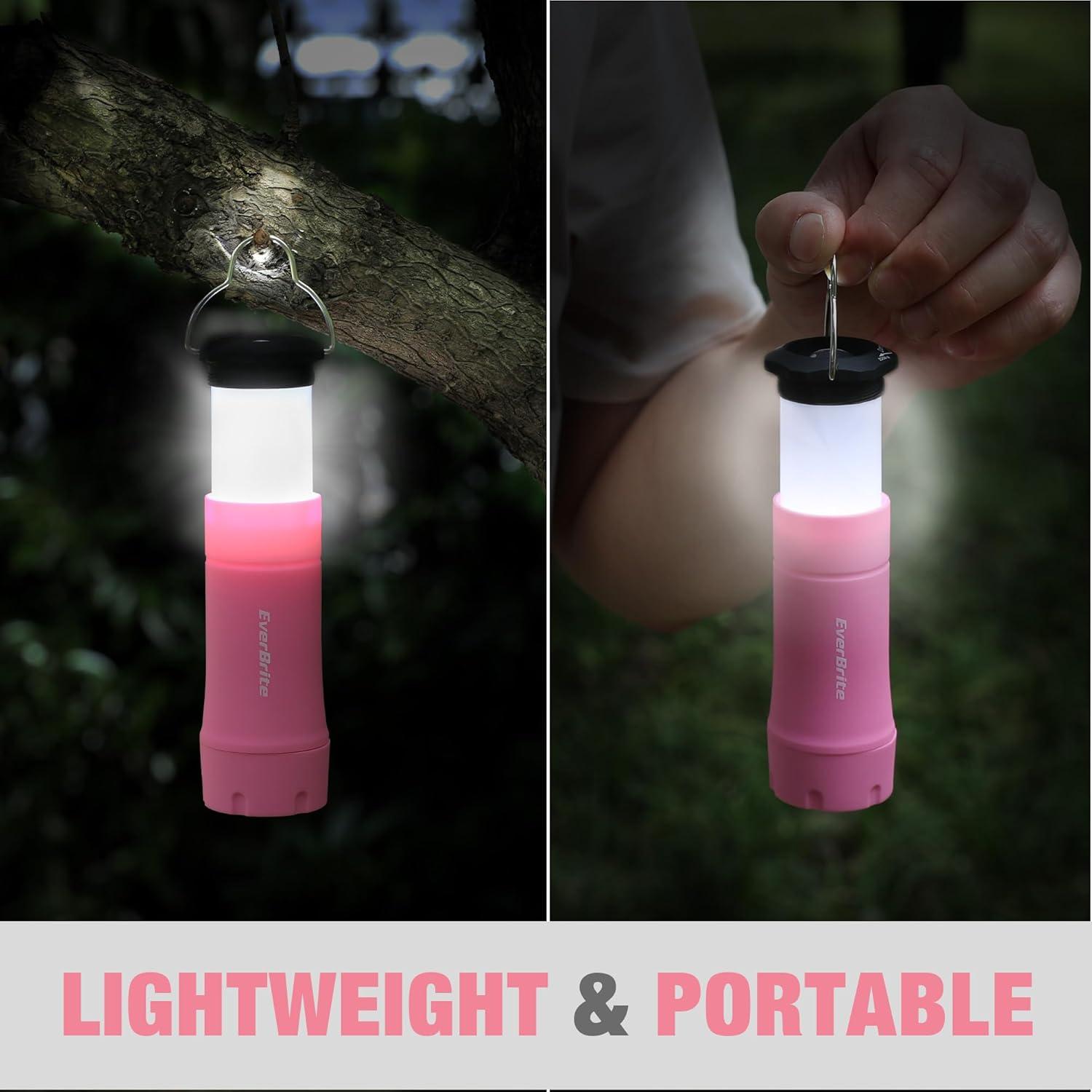 image:imageEverBrite 2in1 Mini Lanterns and Flashlights with 3 Modes 2 Pack Portable Outdoor LED Zoomable Torches Camping Essentials for Hurricane Hiking Night Walking Emergency Outdoor LightsPink