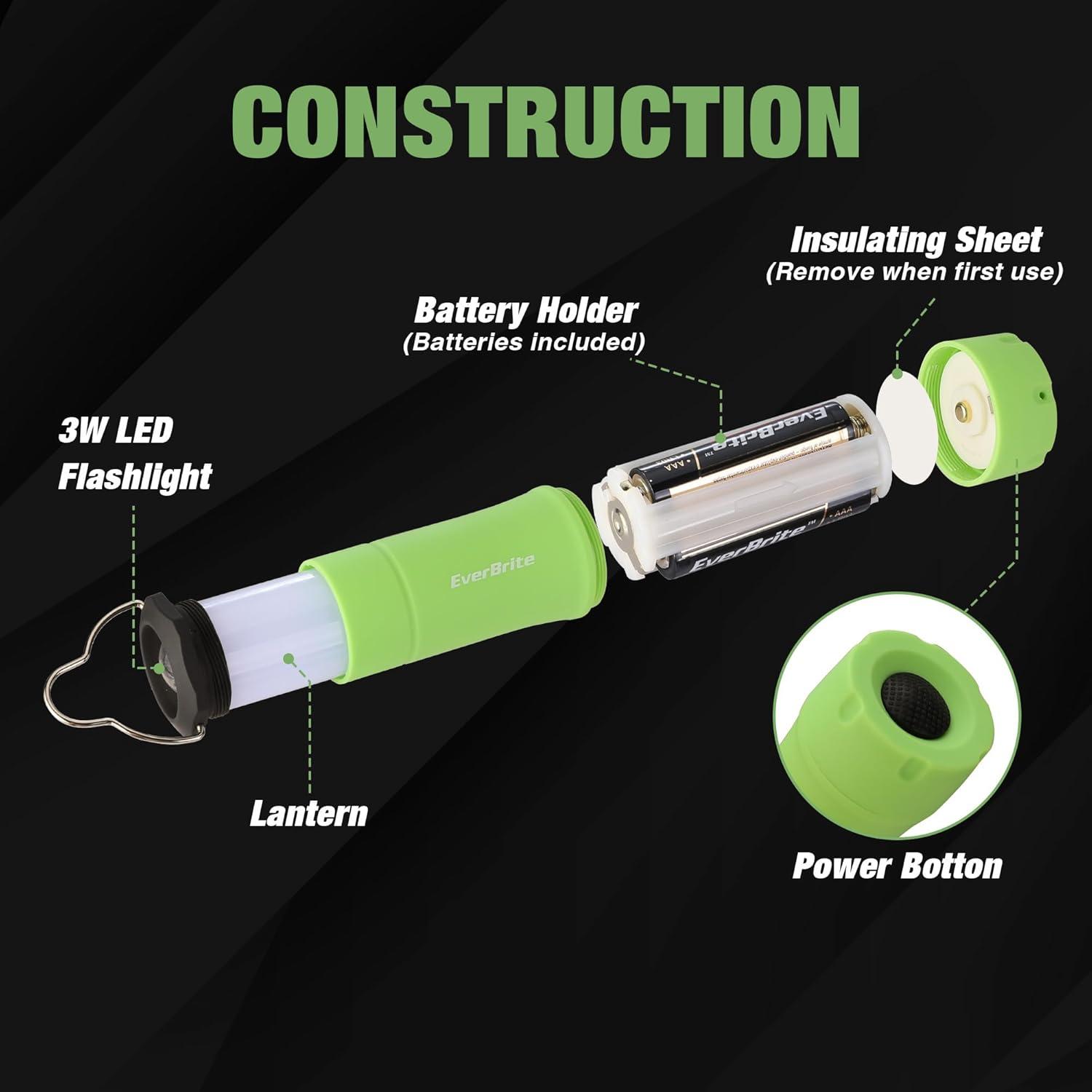 image:imageEverBrite 2in1 Mini Lanterns and Flashlights with 3 Modes 2 Pack Portable Outdoor LED Zoomable Torches Camping Essentials for Hurricane Hiking Night Walking Emergency Outdoor LightsGreen