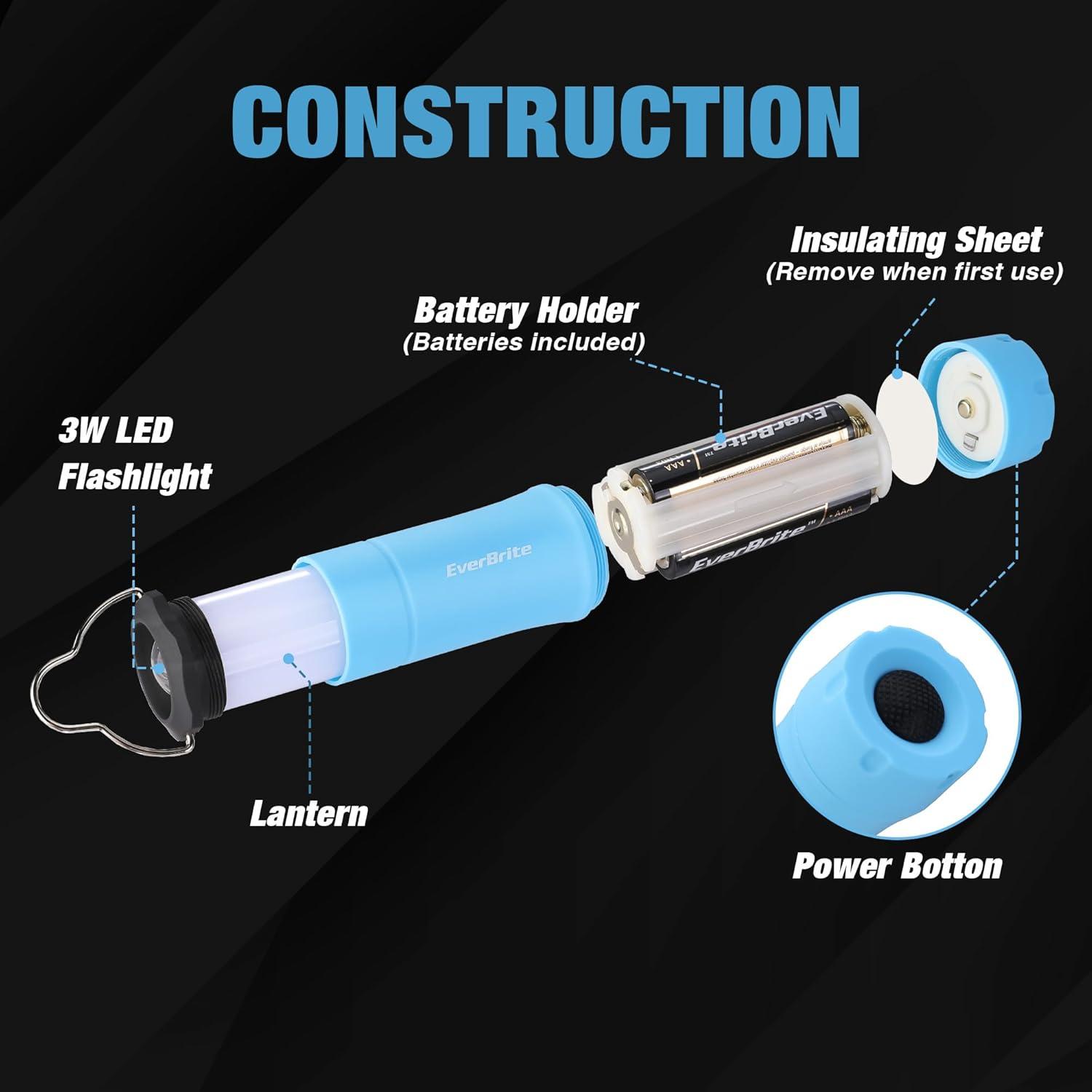 image:imageEverBrite 2in1 Mini Lanterns and Flashlights with 3 Modes 2 Pack Portable Outdoor LED Zoomable Torches Camping Essentials for Hurricane Hiking Night Walking Emergency Outdoor LightsBlue