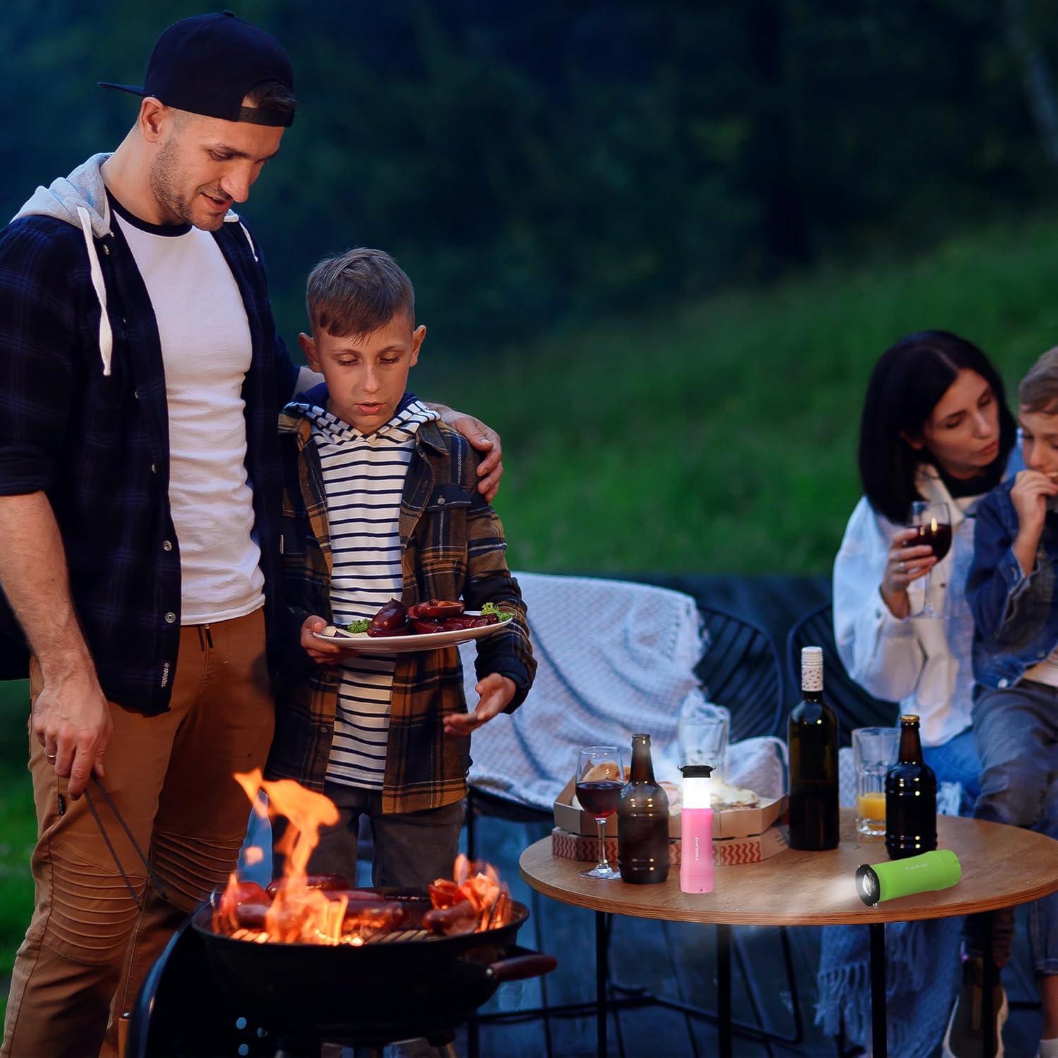 image:imageEverBrite 2in1 Mini Lanterns and Flashlights with 3 Modes 2 Pack Portable Outdoor LED Zoomable Torches Camping Essentials for Hurricane Hiking Night Walking Emergency Outdoor LightsPink
