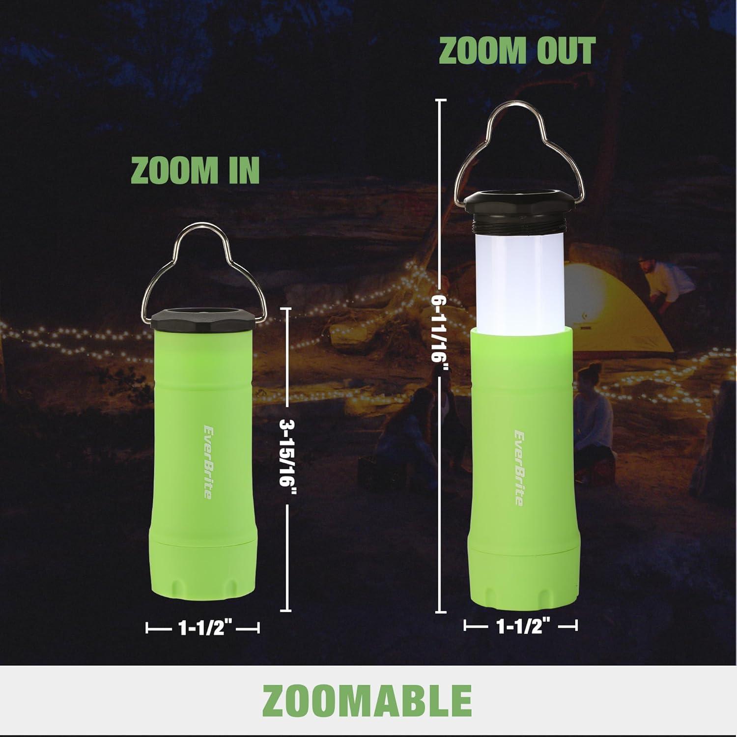 image:imageEverBrite 2in1 Mini Lanterns and Flashlights with 3 Modes 2 Pack Portable Outdoor LED Zoomable Torches Camping Essentials for Hurricane Hiking Night Walking Emergency Outdoor LightsGreen