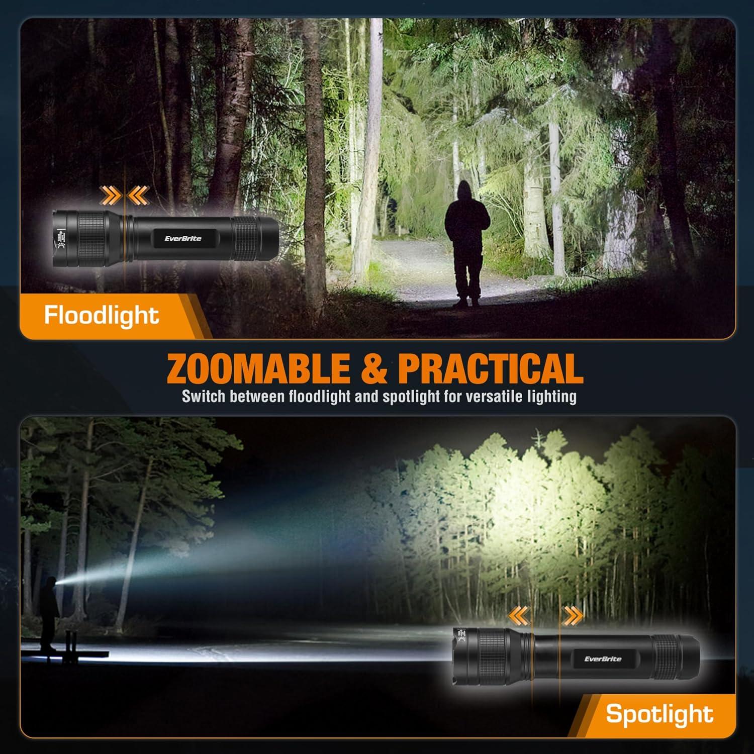 image:imageEverBrite 3000LM Rechargeable LED Flashlight Super Bright amp High Lumen Flashlight with 5 Modes Memory Function Power Indicator Zoomable Compact Small Light for Home Hiking amp Emergencies3000 Lumens