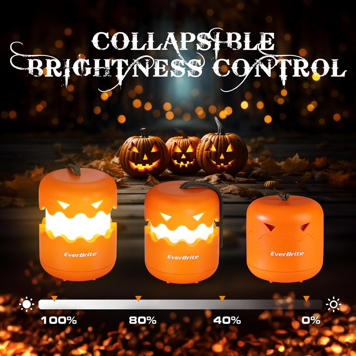 image:imageEverBrite 3Pack Halloween Pumpkin Lantern Collapsible Jack O Lantern Pumpkins with Lanyard Halloween Party Favors Light up Pumpkin Outdoor for Halloween Party Decoration Battery IncludedOrange