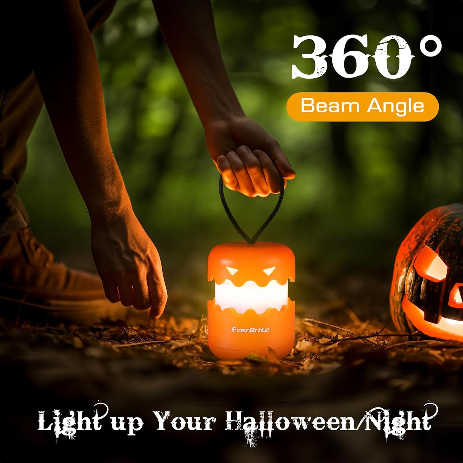 image:imageEverBrite 3Pack Halloween Pumpkin Lantern Collapsible Jack O Lantern Pumpkins with Lanyard Halloween Party Favors Light up Pumpkin Outdoor for Halloween Party Decoration Battery IncludedOrange