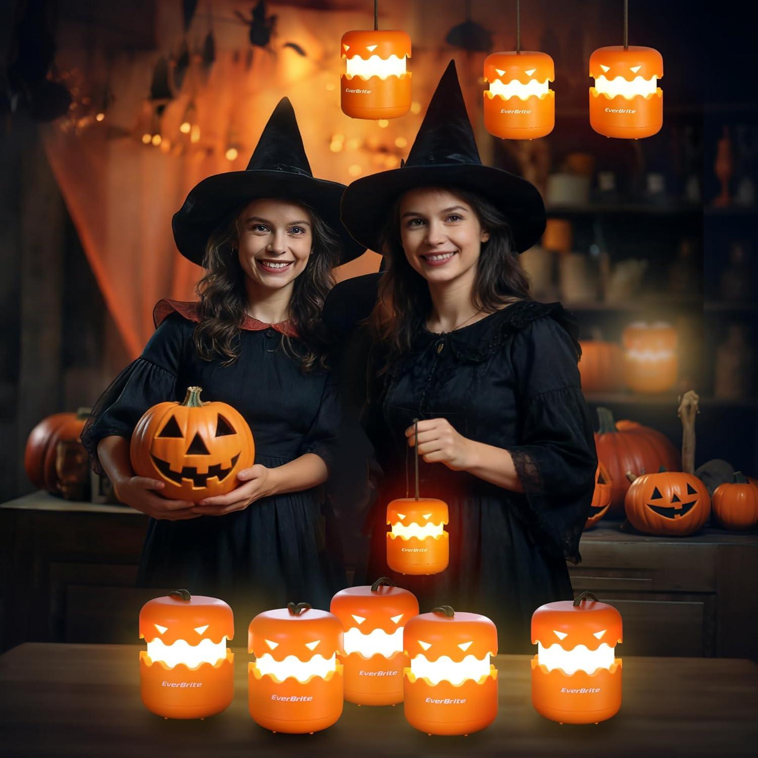 image:imageEverBrite 3Pack Halloween Pumpkin Lantern Collapsible Jack O Lantern Pumpkins with Lanyard Halloween Party Favors Light up Pumpkin Outdoor for Halloween Party Decoration Battery IncludedOrange