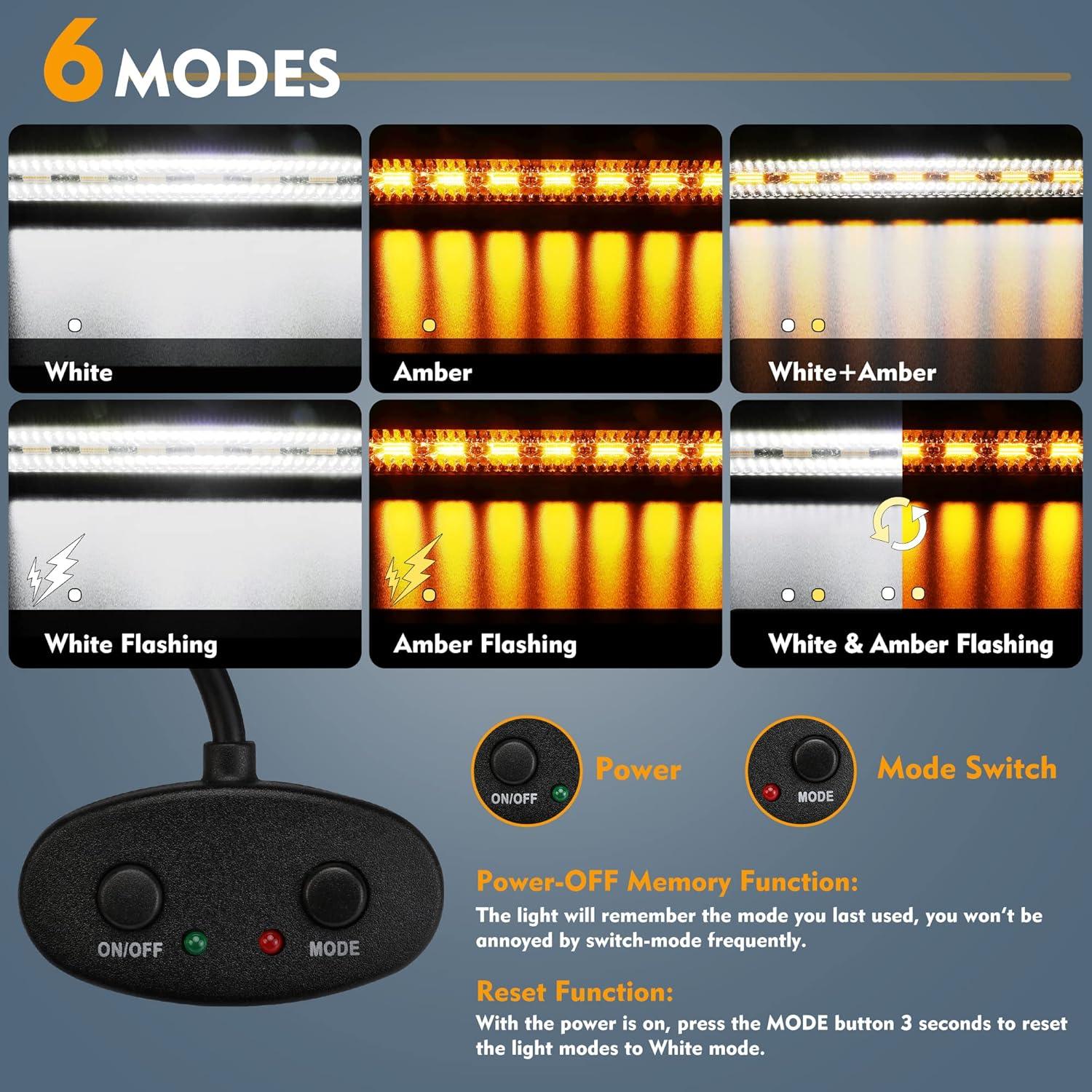 image:imageEverBrite 420W 20 Inch Led Pods 2PCS 60W 4 Inch Led Pods White Amber Strobe 6 Modes with Memory Function Off Road 12V Led Lights for Trucks Car ATV SUV Cabin Boat 16AWG Wiring Harness Kit