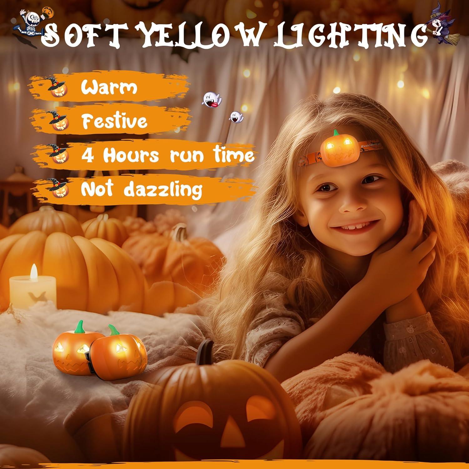image:imageEverBrite Halloween Bat Headlamps Halloween Gifts3 Modes Head Lamps with WarmRedStrobe Lights Headlights for Halloween Party and Decorations 2 PackPumpkin Head 5PCS