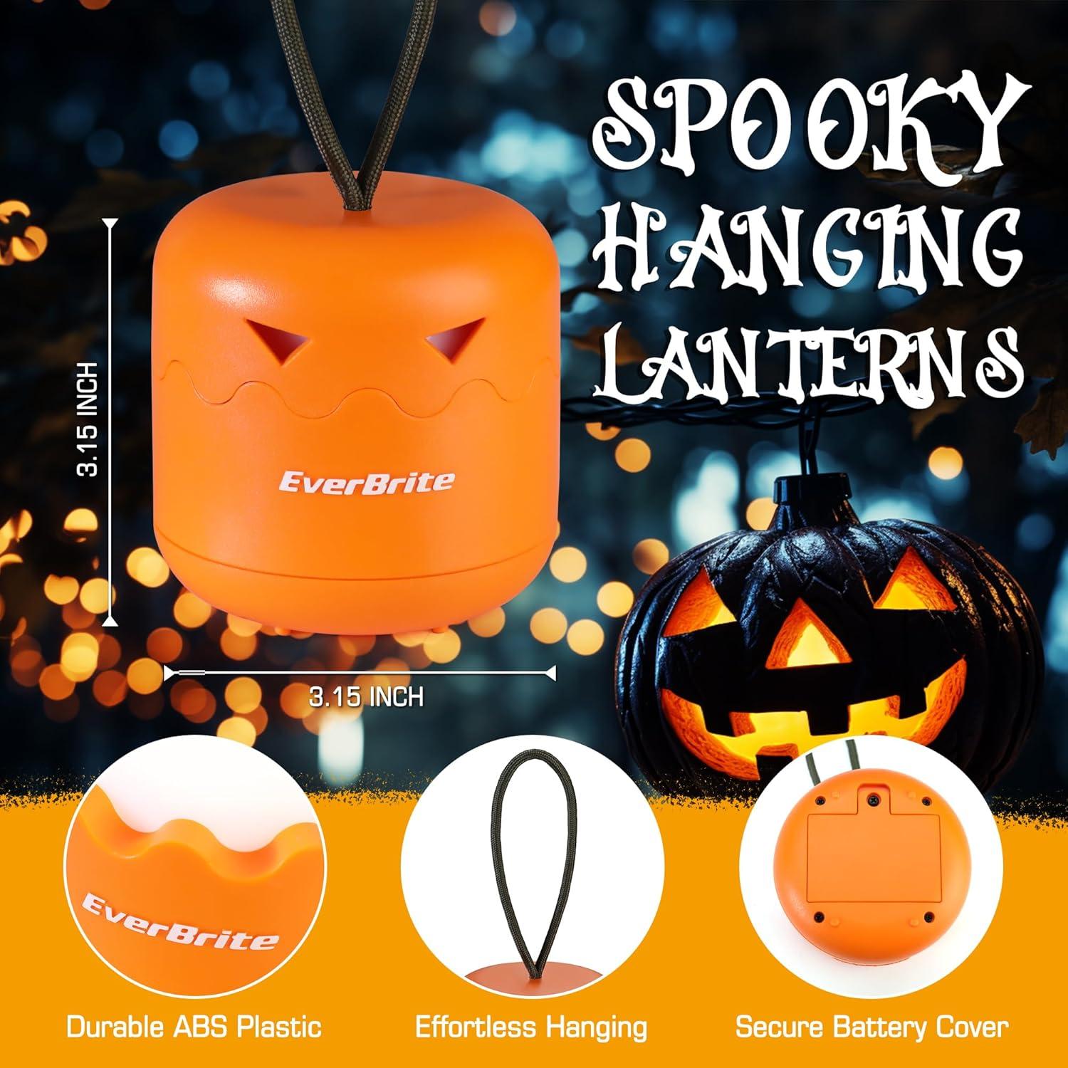 image:imageEverBrite Halloween Pumpkin Lantern and Headlamp Set2 of Each Collapsible Outdoor Lantern with Lanyard2 Modes LED Pumpkin Head LampHalloween Gifts for Halloween Party Decoration Battery Included