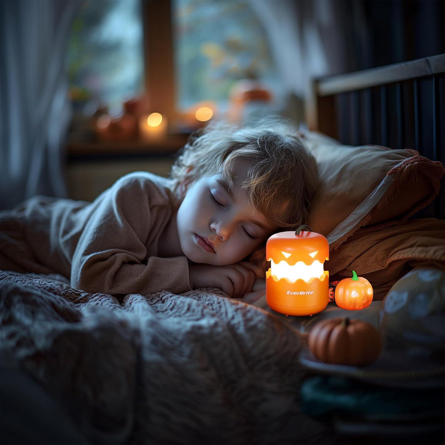 image:imageEverBrite Halloween Pumpkin Lantern and Headlamp Set2 of Each Collapsible Outdoor Lantern with Lanyard2 Modes LED Pumpkin Head LampHalloween Gifts for Halloween Party Decoration Battery Included