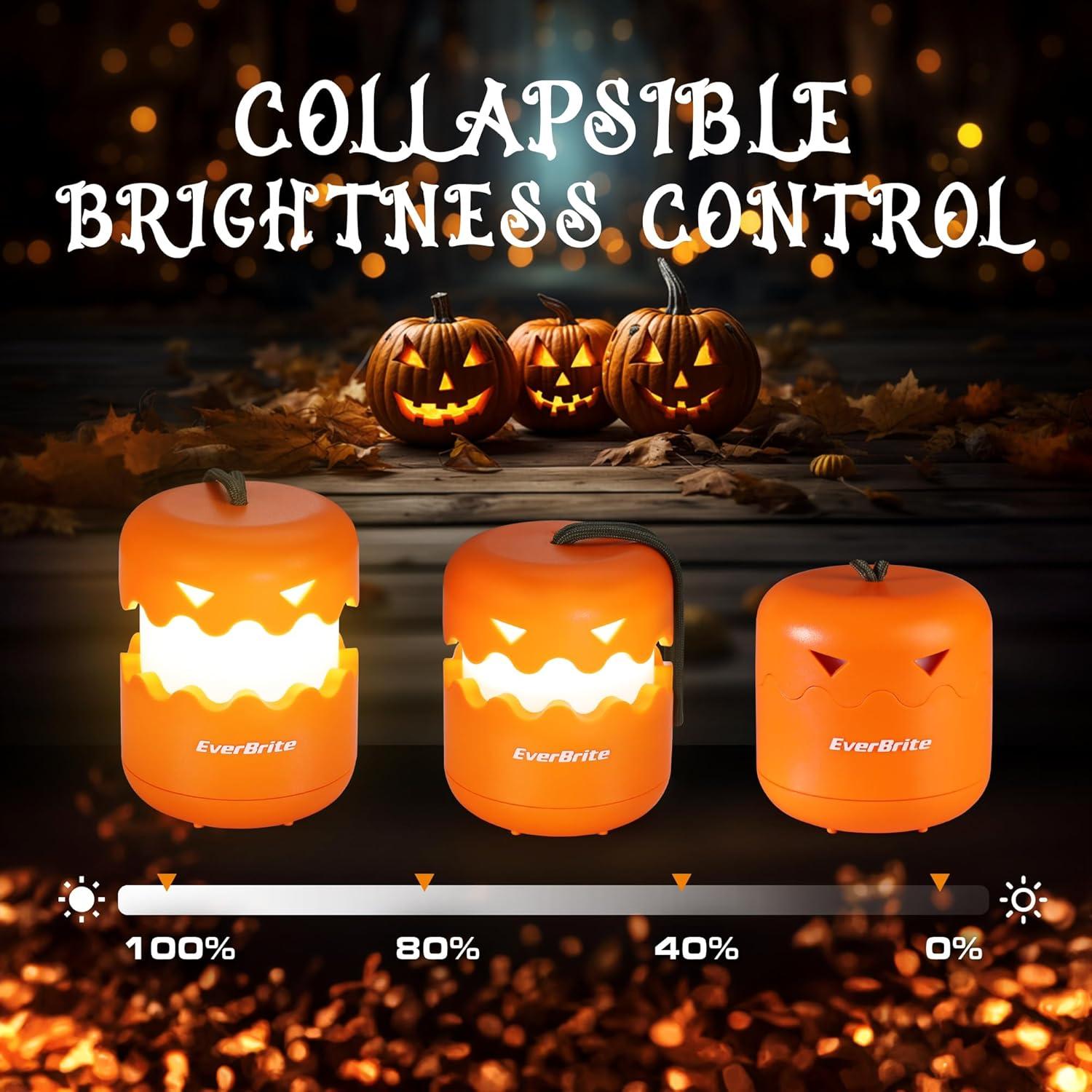 image:imageEverBrite Halloween Pumpkin Lantern and Headlamp Set2 of Each Collapsible Outdoor Lantern with Lanyard2 Modes LED Pumpkin Head LampHalloween Gifts for Halloween Party Decoration Battery Included