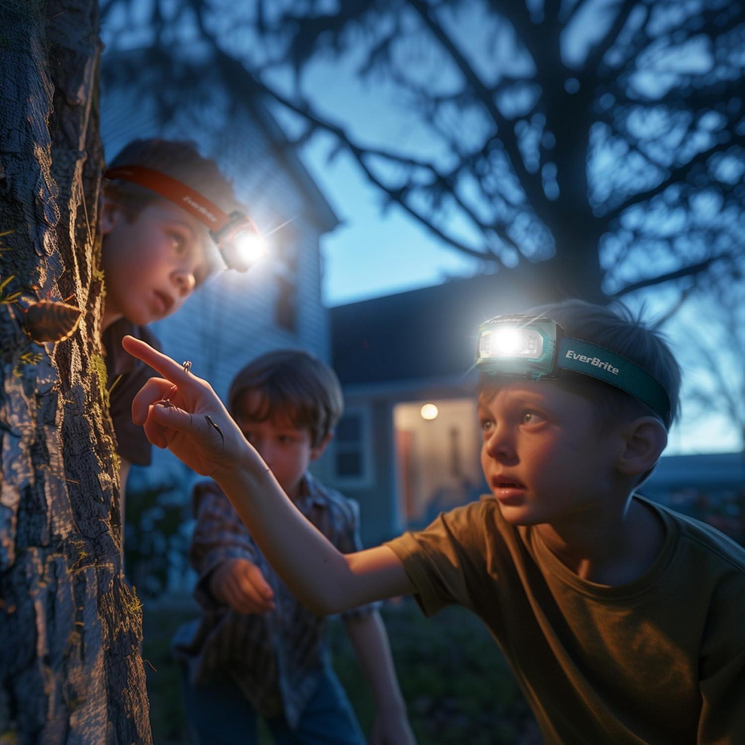 image:imageEverBrite Headlamp 2 Pack Kids Headlamp with Red Light and Memory Function Head Lamp for Adults and Kids with 5 Modes Bright Headlamps for Camping Running Christmas Gifts Batteries IncludedOrange