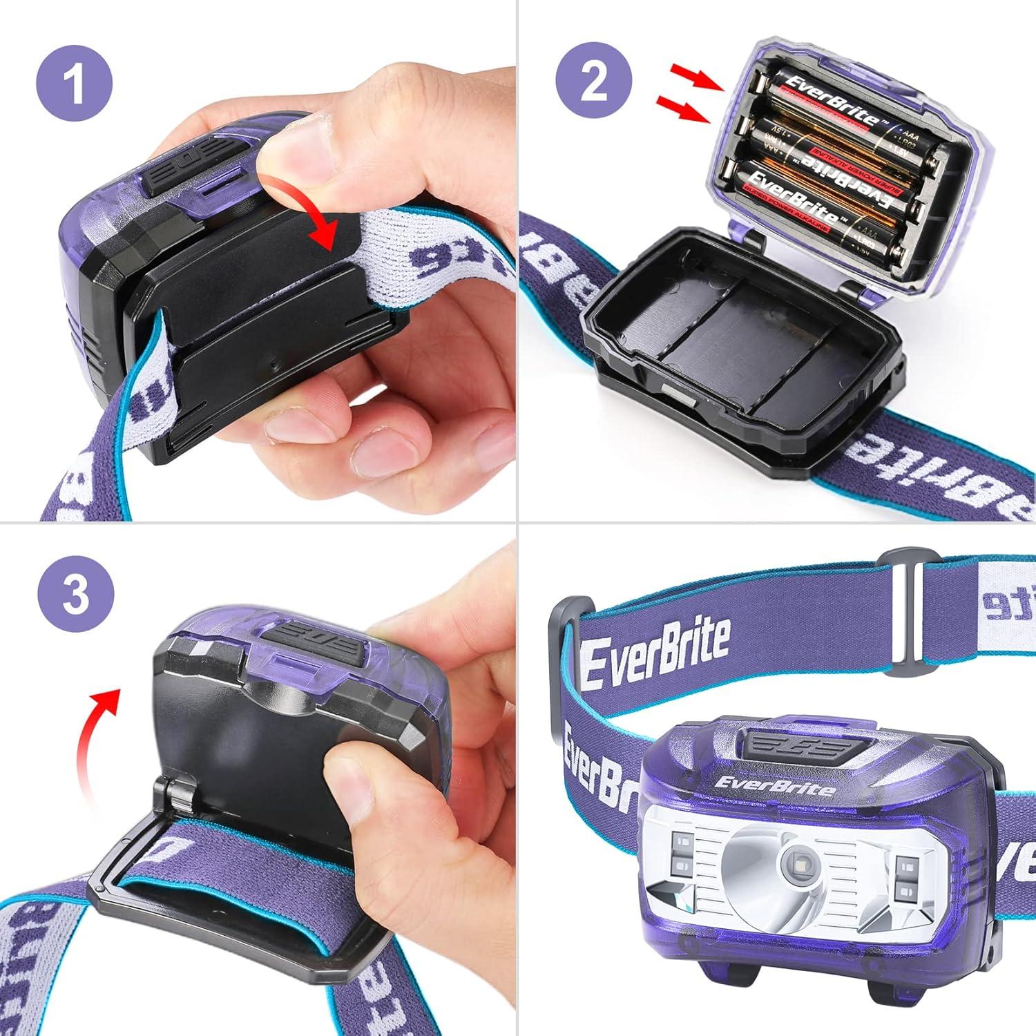 image:imageEverBrite Headlamp 2 Pack Kids Headlamp with Red Light and Memory Function Head Lamp for Adults and Kids with 5 Modes Bright Headlamps for Camping Running Christmas Gifts Batteries IncludedPurple