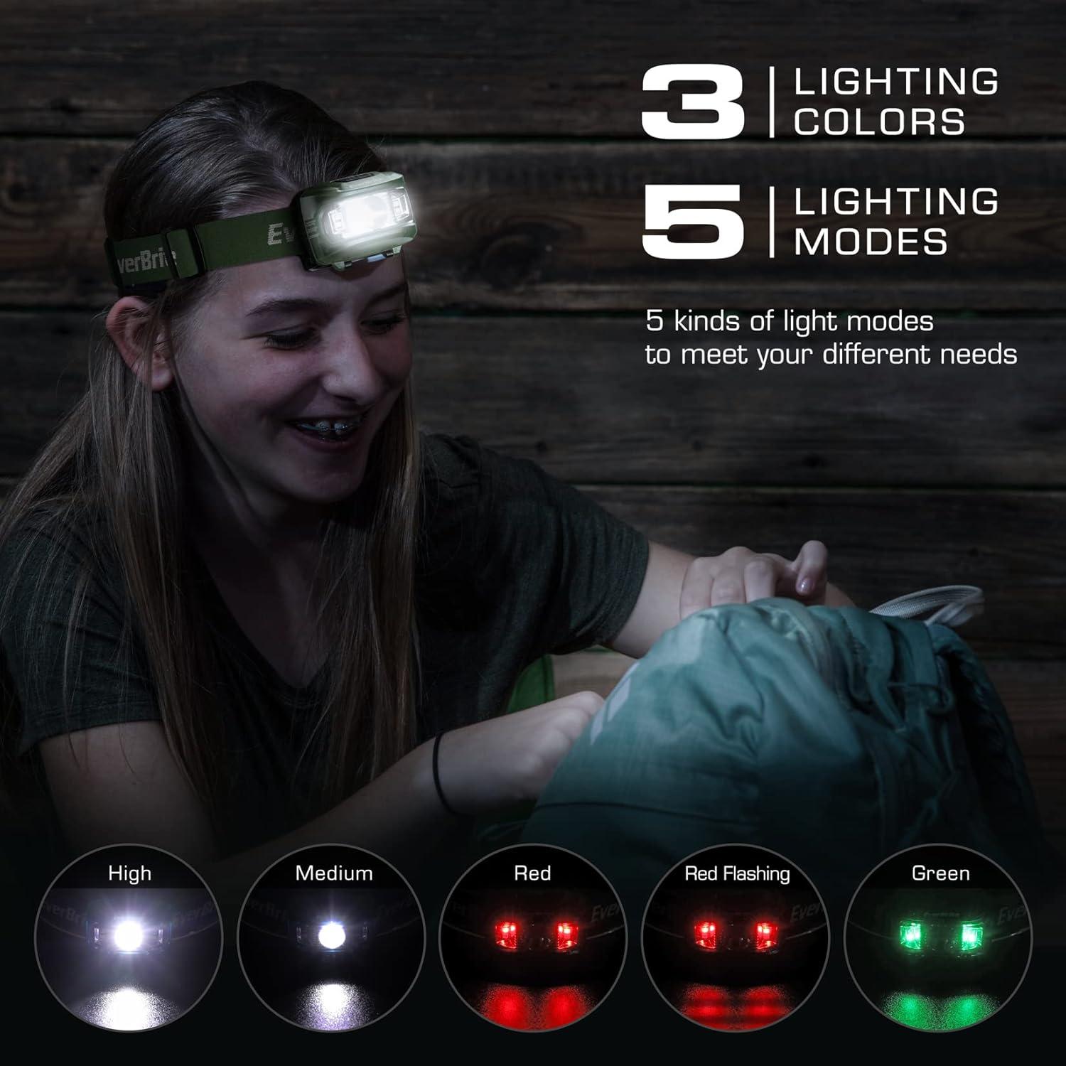 image:imageEverBrite Headlamp 2 Pack Kids Headlamp with Red Light and Memory Function Head Lamp for Adults and Kids with 5 Modes Bright Headlamps for Camping Running Christmas Gifts Batteries IncludedMulticolor