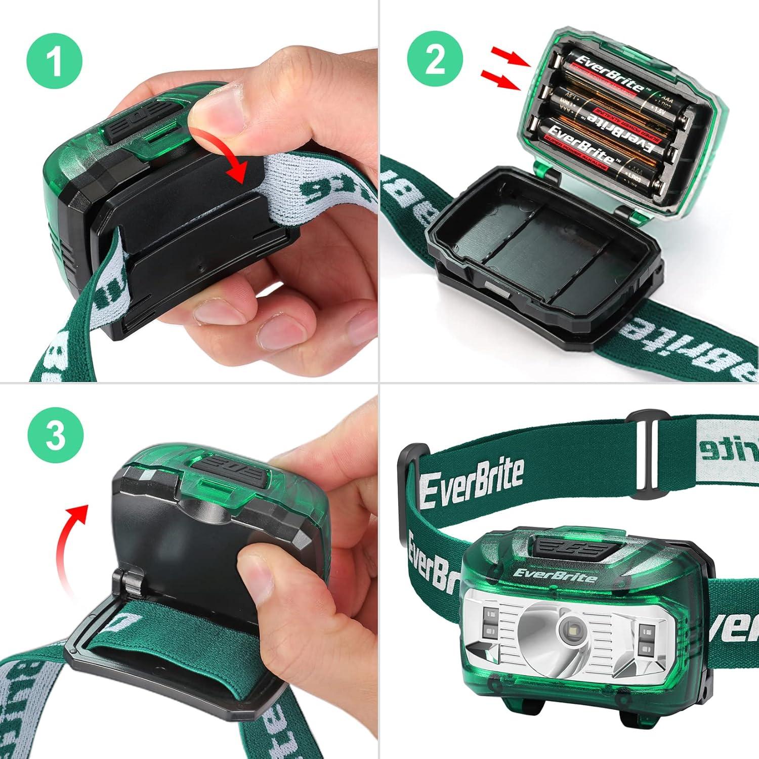 image:imageEverBrite Headlamp 2 Pack Kids Headlamp with Red Light and Memory Function Head Lamp for Adults and Kids with 5 Modes Bright Headlamps for Camping Running Christmas Gifts Batteries IncludedGreen