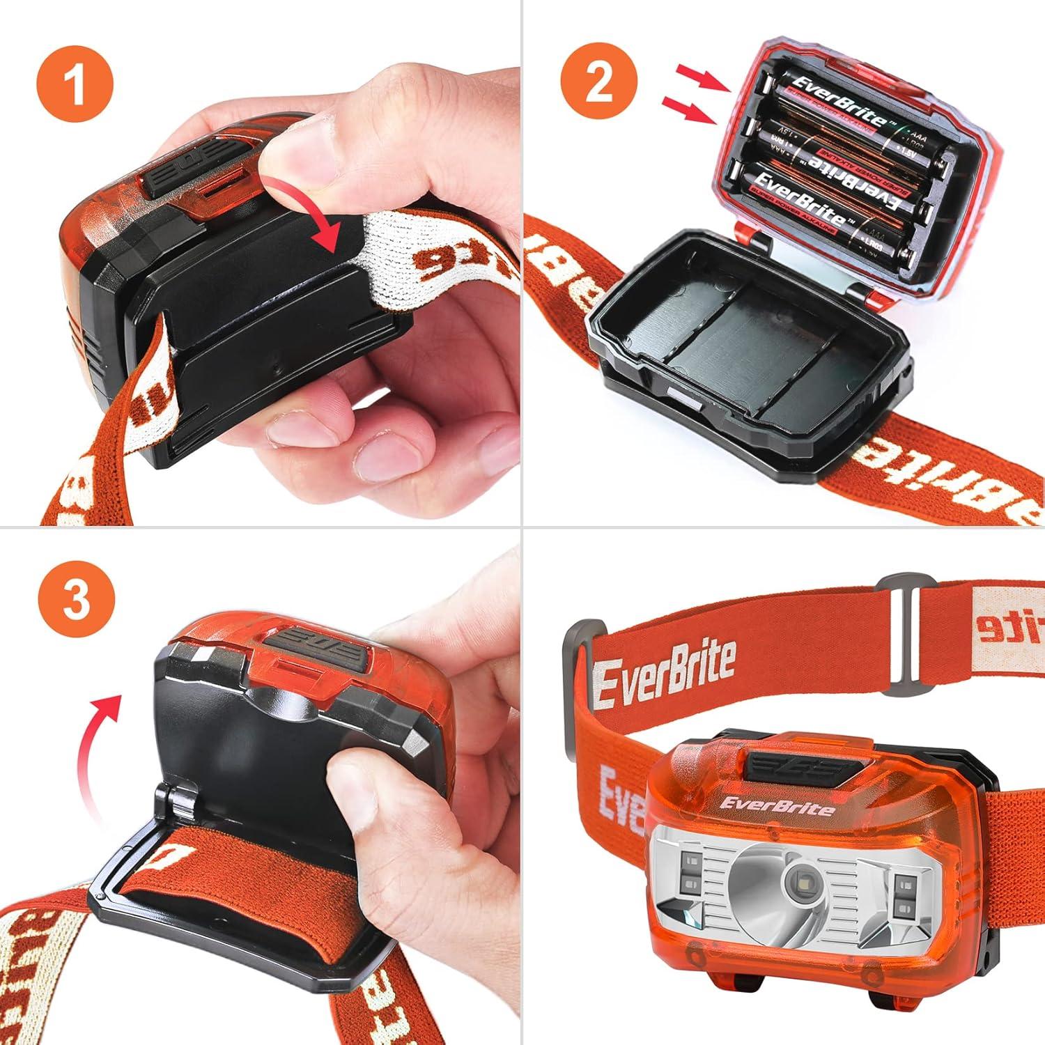 image:imageEverBrite Headlamp 2 Pack Kids Headlamp with Red Light and Memory Function Head Lamp for Adults and Kids with 5 Modes Bright Headlamps for Camping Running Christmas Gifts Batteries IncludedOrange