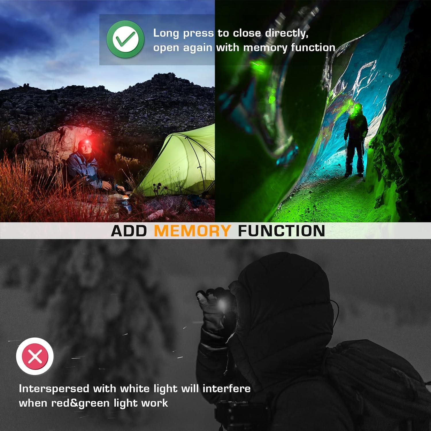 image:imageEverBrite Headlamp 2 Pack Kids Headlamp with Red Light and Memory Function Head Lamp for Adults and Kids with 5 Modes Bright Headlamps for Camping Running Christmas Gifts Batteries IncludedGreen