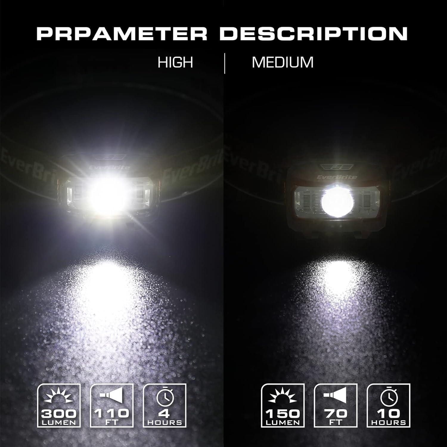 image:imageEverBrite Headlamp 2 Pack Kids Headlamp with Red Light and Memory Function Head Lamp for Adults and Kids with 5 Modes Bright Headlamps for Camping Running Christmas Gifts Batteries IncludedOrange