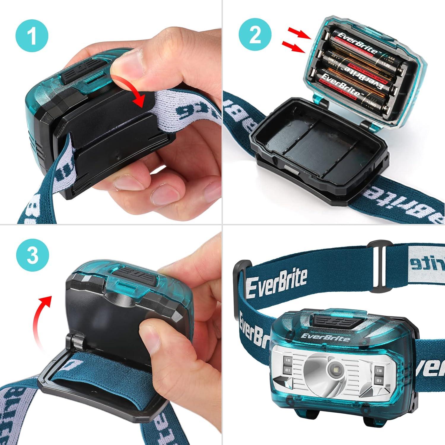 image:imageEverBrite Headlamp 2 Pack Kids Headlamp with Red Light and Memory Function Head Lamp for Adults and Kids with 5 Modes Bright Headlamps for Camping Running Christmas Gifts Batteries IncludedBlue
