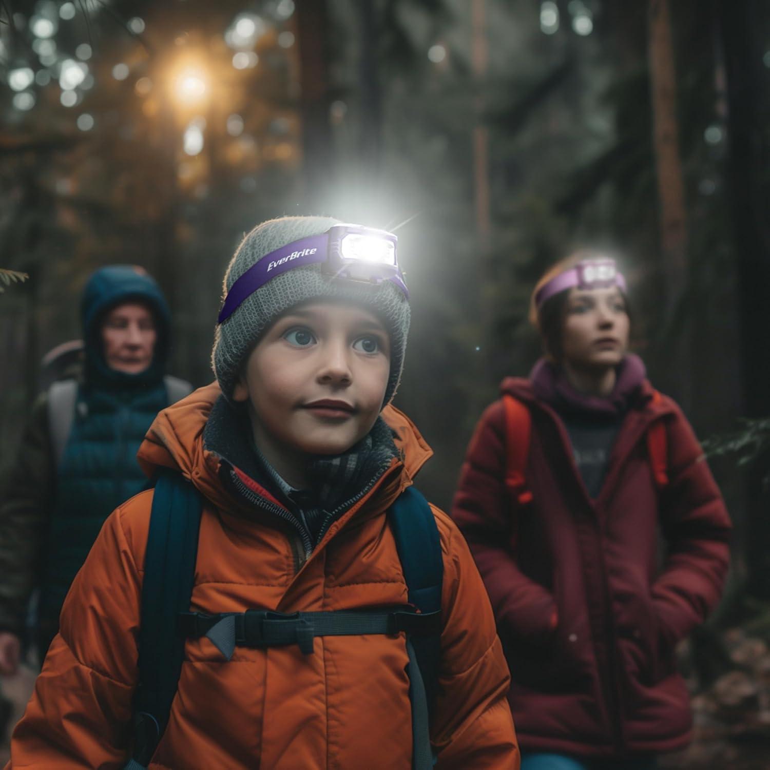 image:imageEverBrite Headlamp 2 Pack Kids Headlamp with Red Light and Memory Function Head Lamp for Adults and Kids with 5 Modes Bright Headlamps for Camping Running Christmas Gifts Batteries IncludedPurple