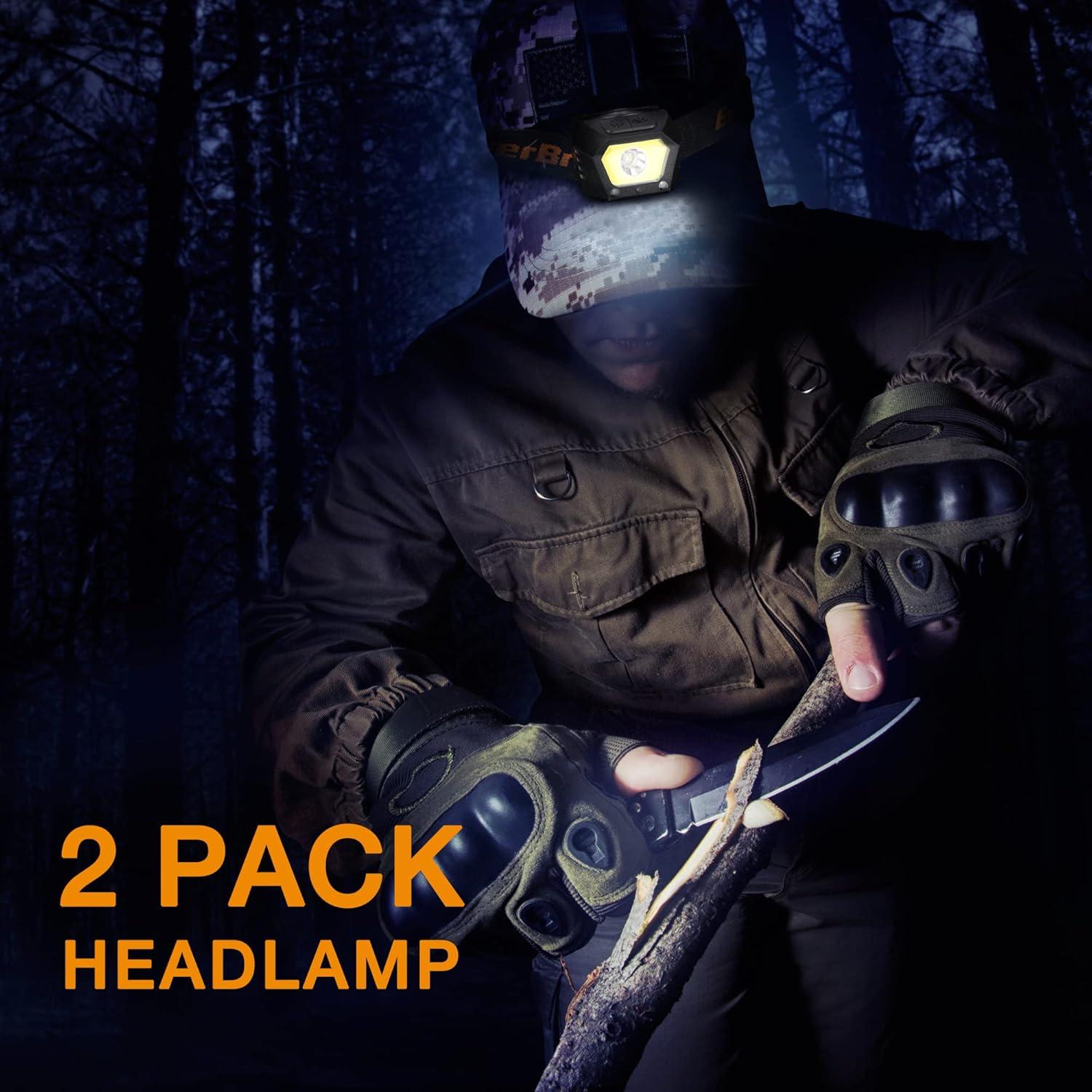 image:imageEverBrite Headlamps Rechargeable Small Led Head Lamps with Motion Sensor for PostDisaster Reconstruction Power Failure Outage Emergency 2 Pack