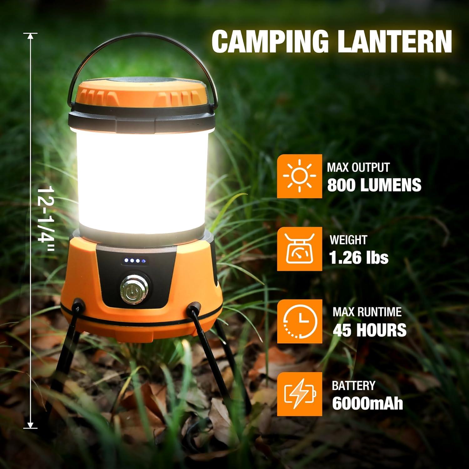 image:imageEverBrite LED Camping Lantern 800 Lumen Stepless Dimming Tent Lights with ColdampWarm Options USBC Rechargeable Lanterns with Bracket for Power Outages Hurricane Emergency Fishing Home and More