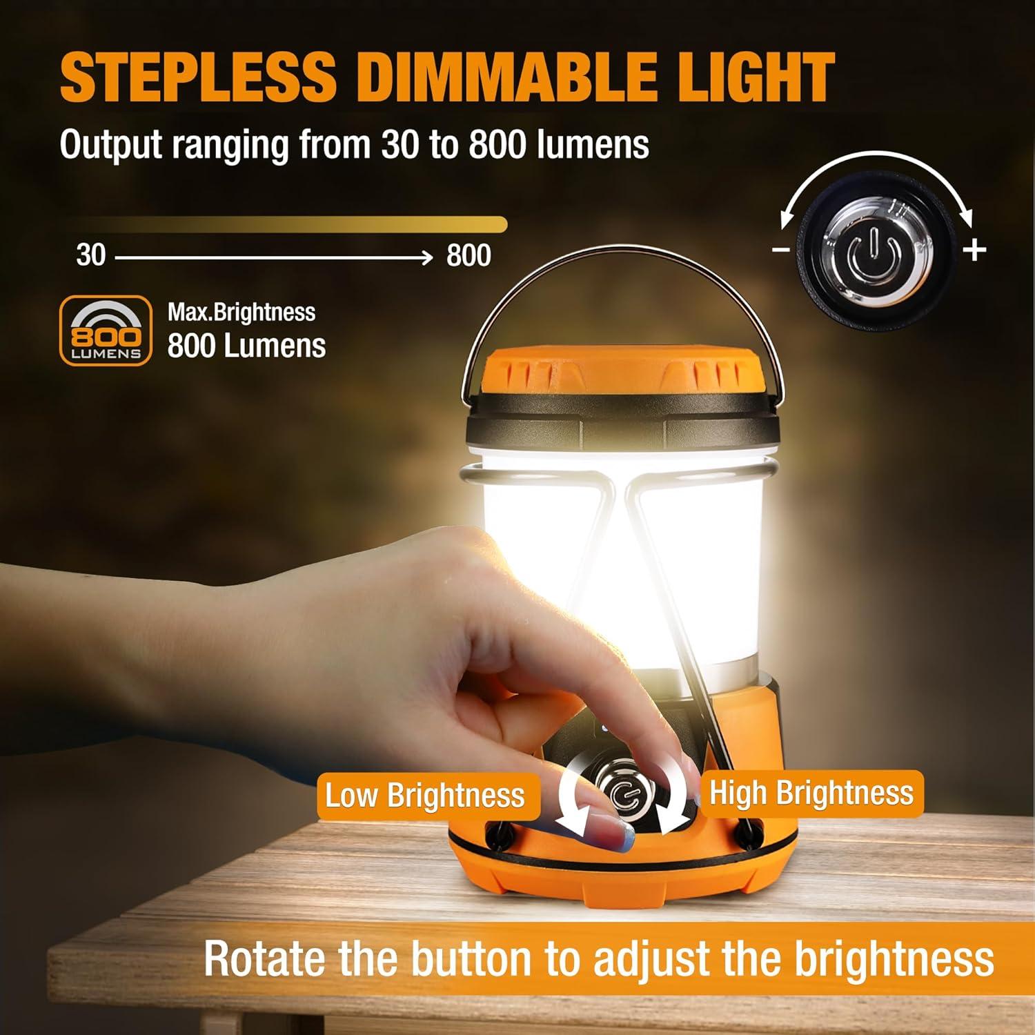 image:imageEverBrite LED Camping Lantern 800 Lumen Stepless Dimming Tent Lights with ColdampWarm Options USBC Rechargeable Lanterns with Bracket for Power Outages Hurricane Emergency Fishing Home and More
