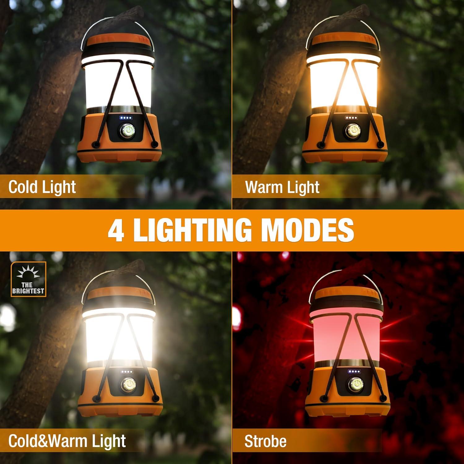 image:imageEverBrite LED Camping Lantern 800 Lumen Stepless Dimming Tent Lights with ColdampWarm Options USBC Rechargeable Lanterns with Bracket for Power Outages Hurricane Emergency Fishing Home and More