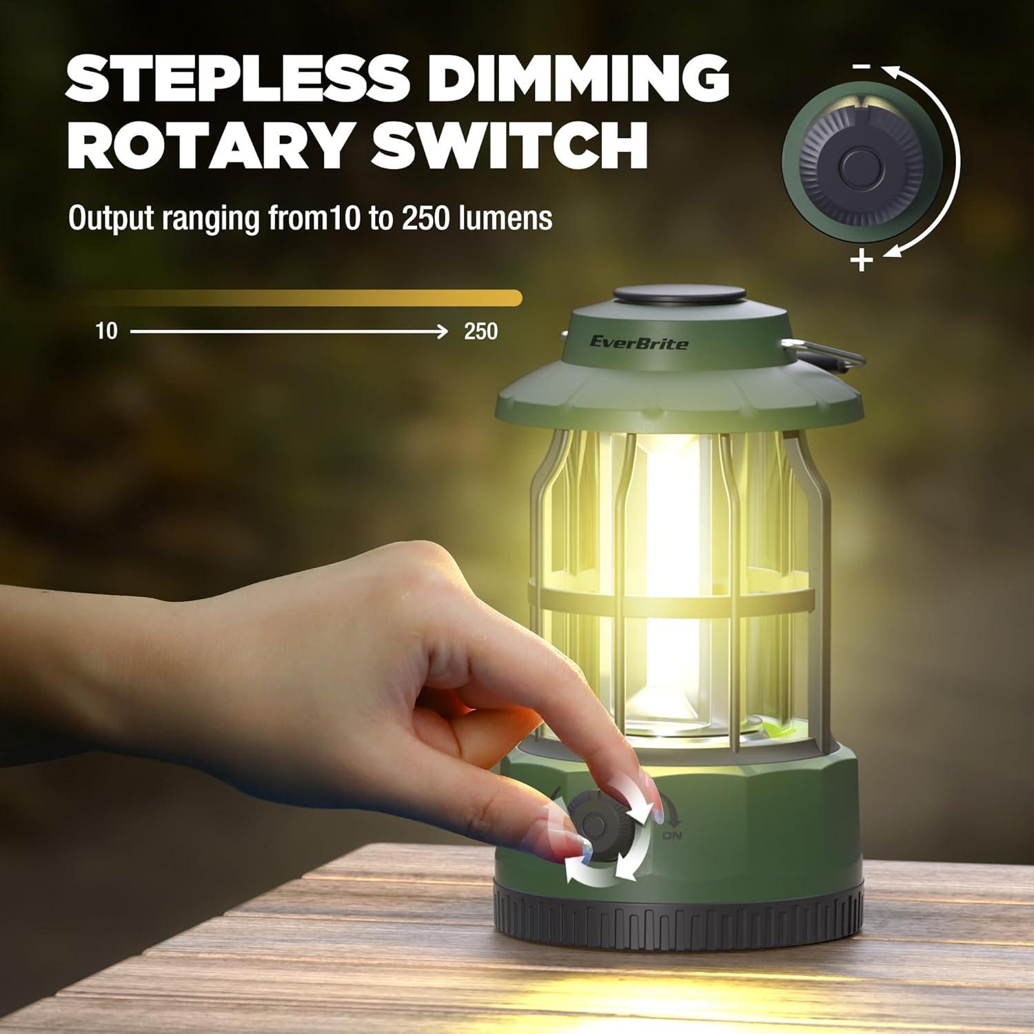 image:imageEverBrite LED Camping Lantern USB C Rechargeable Lantern with Stepless Dimming Vintage Portable Camping Lights amp Lanterns Lanterns for Power Outages Hurricane Emergency Fishing Home and MoreGreen
