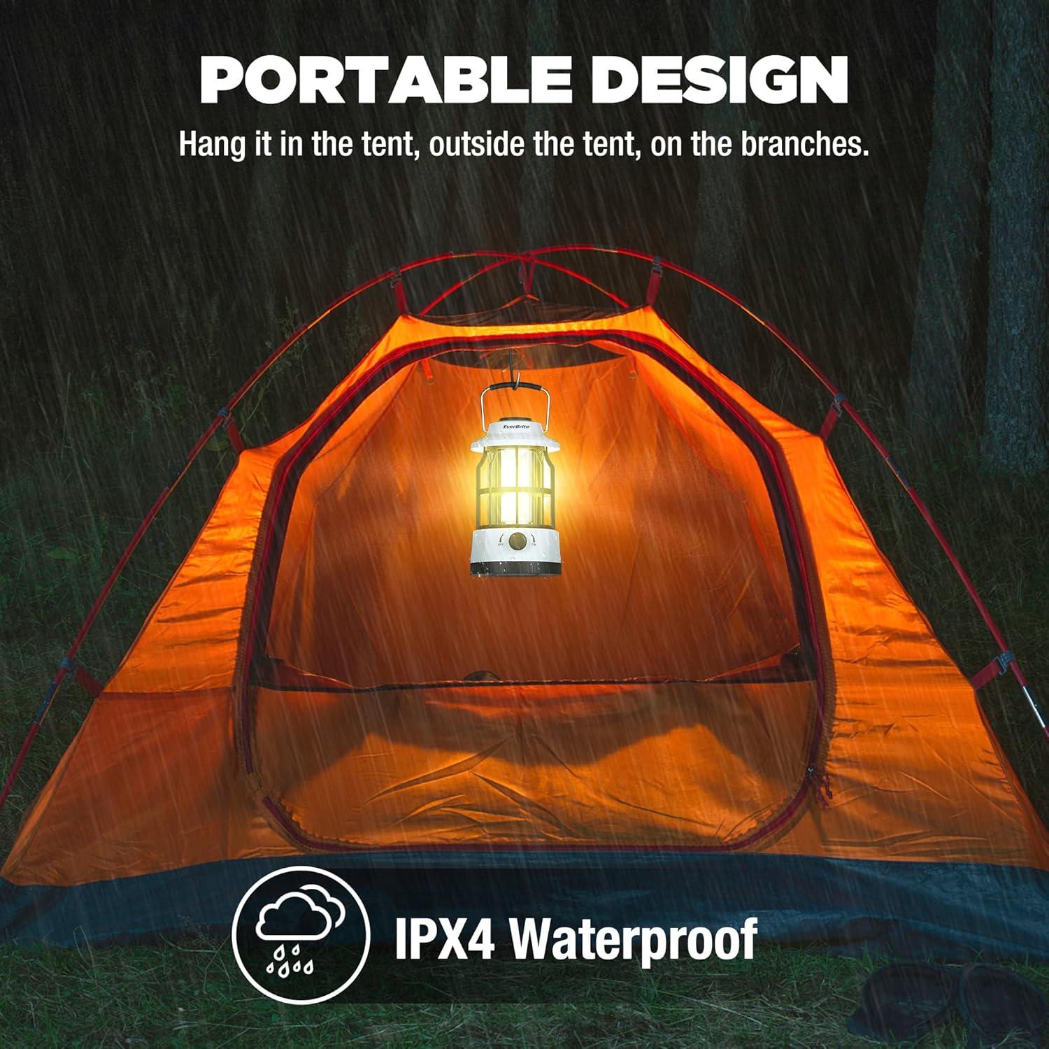 image:imageEverBrite LED Camping Lantern USB C Rechargeable Lantern with Stepless Dimming Vintage Portable Camping Lights amp Lanterns Lanterns for Power Outages Hurricane Emergency Fishing Home and MoreWhite