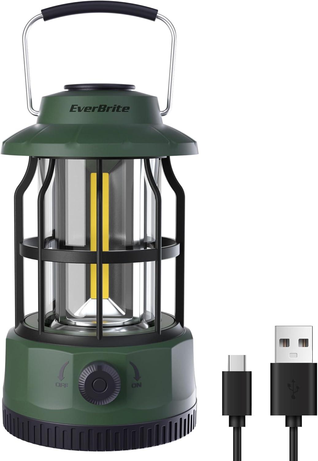 image:imageEverBrite LED Camping Lantern USB C Rechargeable Lantern with Stepless Dimming Vintage Portable Camping Lights amp Lanterns Lanterns for Power Outages Hurricane Emergency Fishing Home and MoreGreen