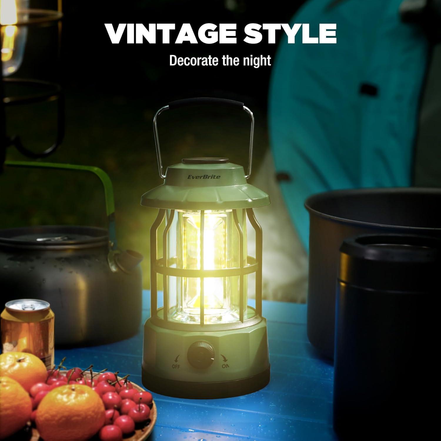 image:imageEverBrite LED Camping Lantern USB C Rechargeable Lantern with Stepless Dimming Vintage Portable Camping Lights amp Lanterns Lanterns for Power Outages Hurricane Emergency Fishing Home and MoreGreen