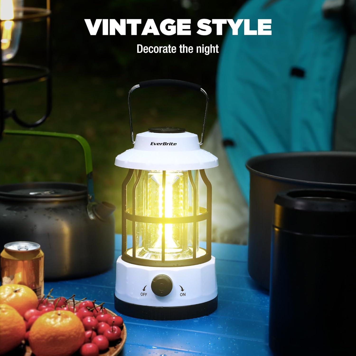 image:imageEverBrite LED Camping Lantern USB C Rechargeable Lantern with Stepless Dimming Vintage Portable Camping Lights amp Lanterns Lanterns for Power Outages Hurricane Emergency Fishing Home and MoreWhite