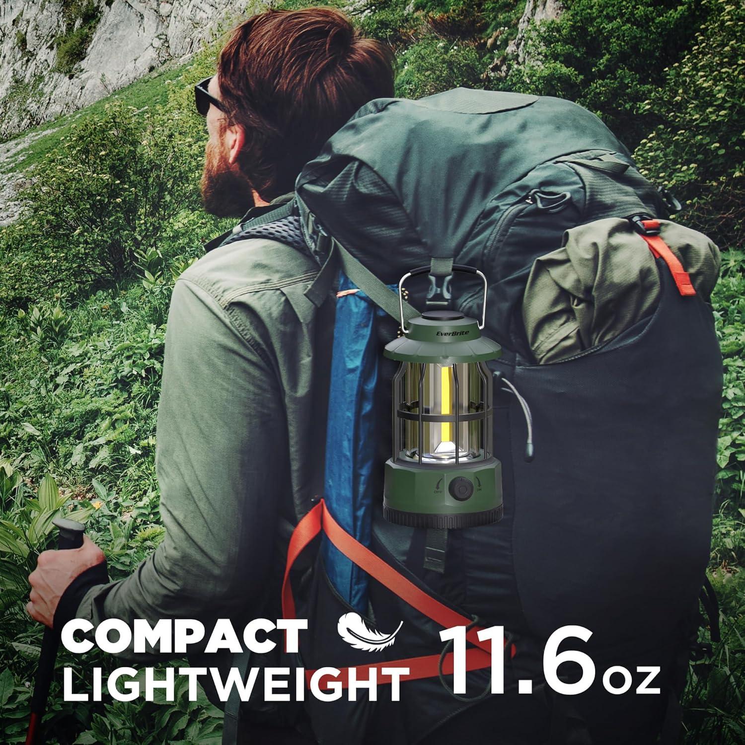 image:imageEverBrite LED Camping Lantern USB C Rechargeable Lantern with Stepless Dimming Vintage Portable Camping Lights amp Lanterns Lanterns for Power Outages Hurricane Emergency Fishing Home and MoreGreen