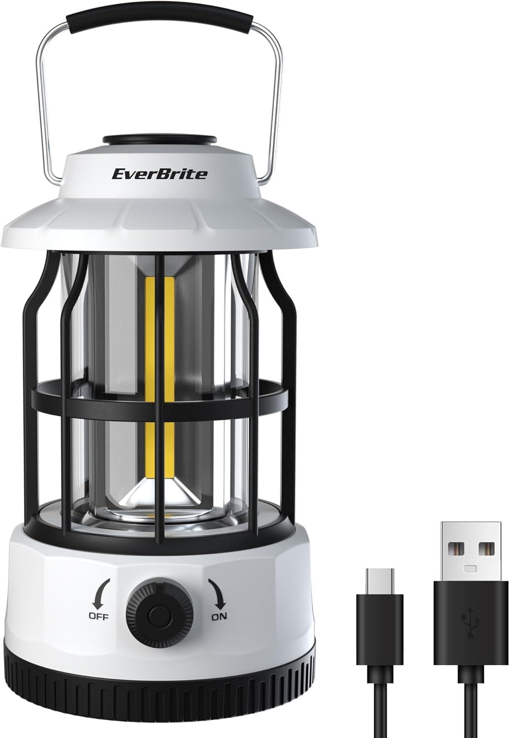 image:imageEverBrite LED Camping Lantern USB C Rechargeable Lantern with Stepless Dimming Vintage Portable Camping Lights amp Lanterns Lanterns for Power Outages Hurricane Emergency Fishing Home and MoreWhite