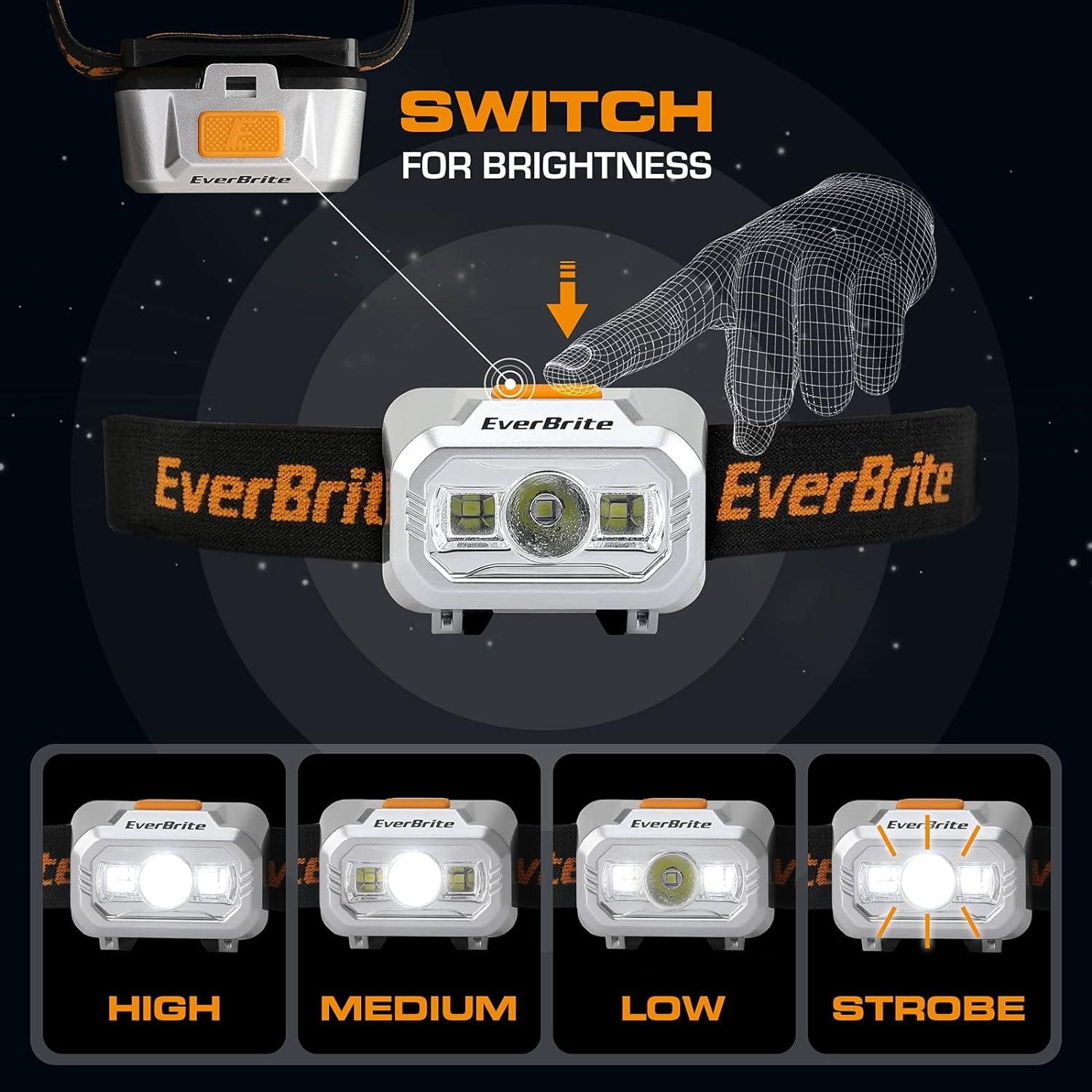 image:imageEverBrite LED Headlamp 4 Lighting Modes Pivoting Head with Adjustable Headband IPX4 Water Resistant Perfect for Running Camping Hiking Christmas and Emergency 3 AAA Battery Powered5 Pack2