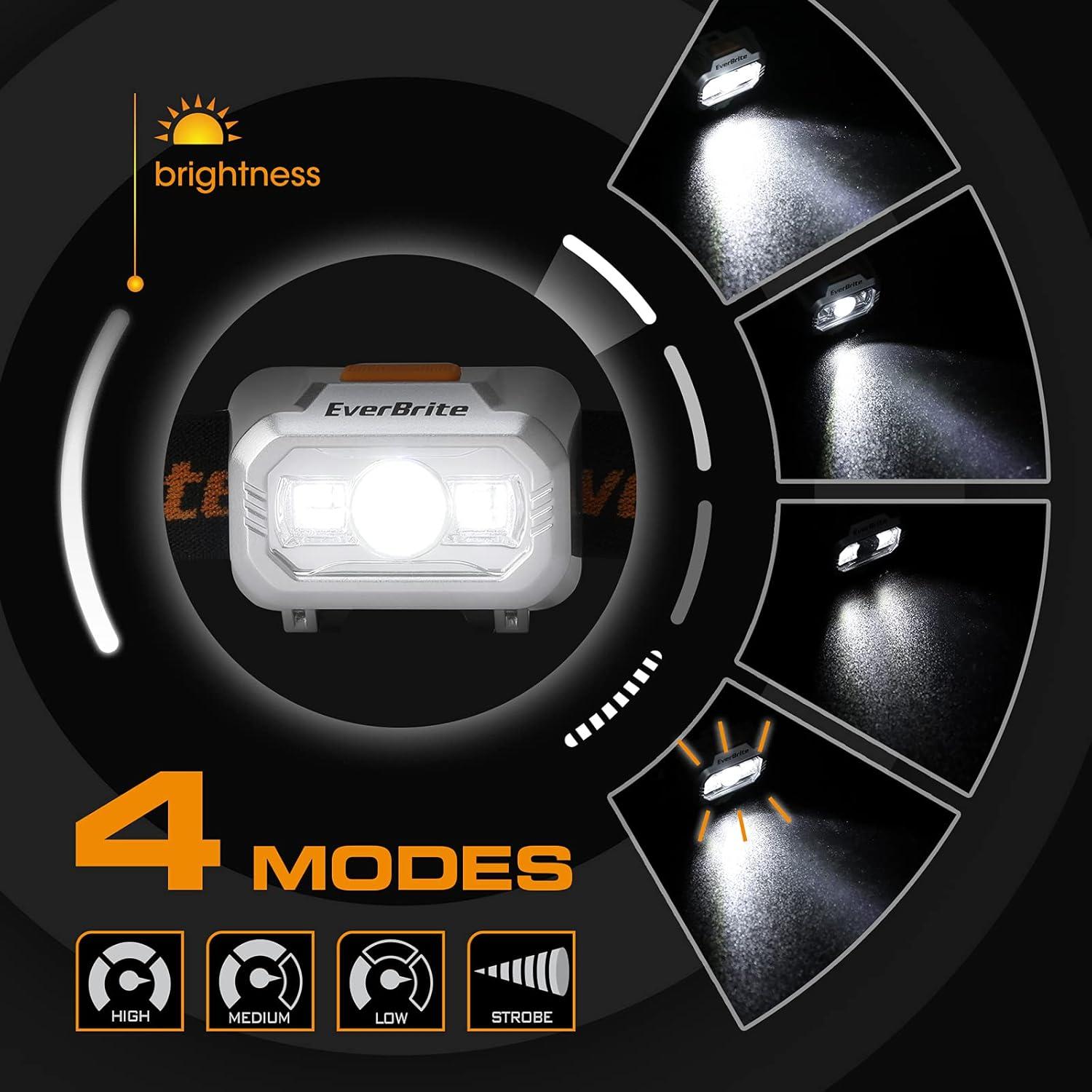 image:imageEverBrite LED Headlamp 4 Lighting Modes Pivoting Head with Adjustable Headband IPX4 Water Resistant Perfect for Running Camping Hiking Christmas and Emergency 3 AAA Battery Powered5 Pack5